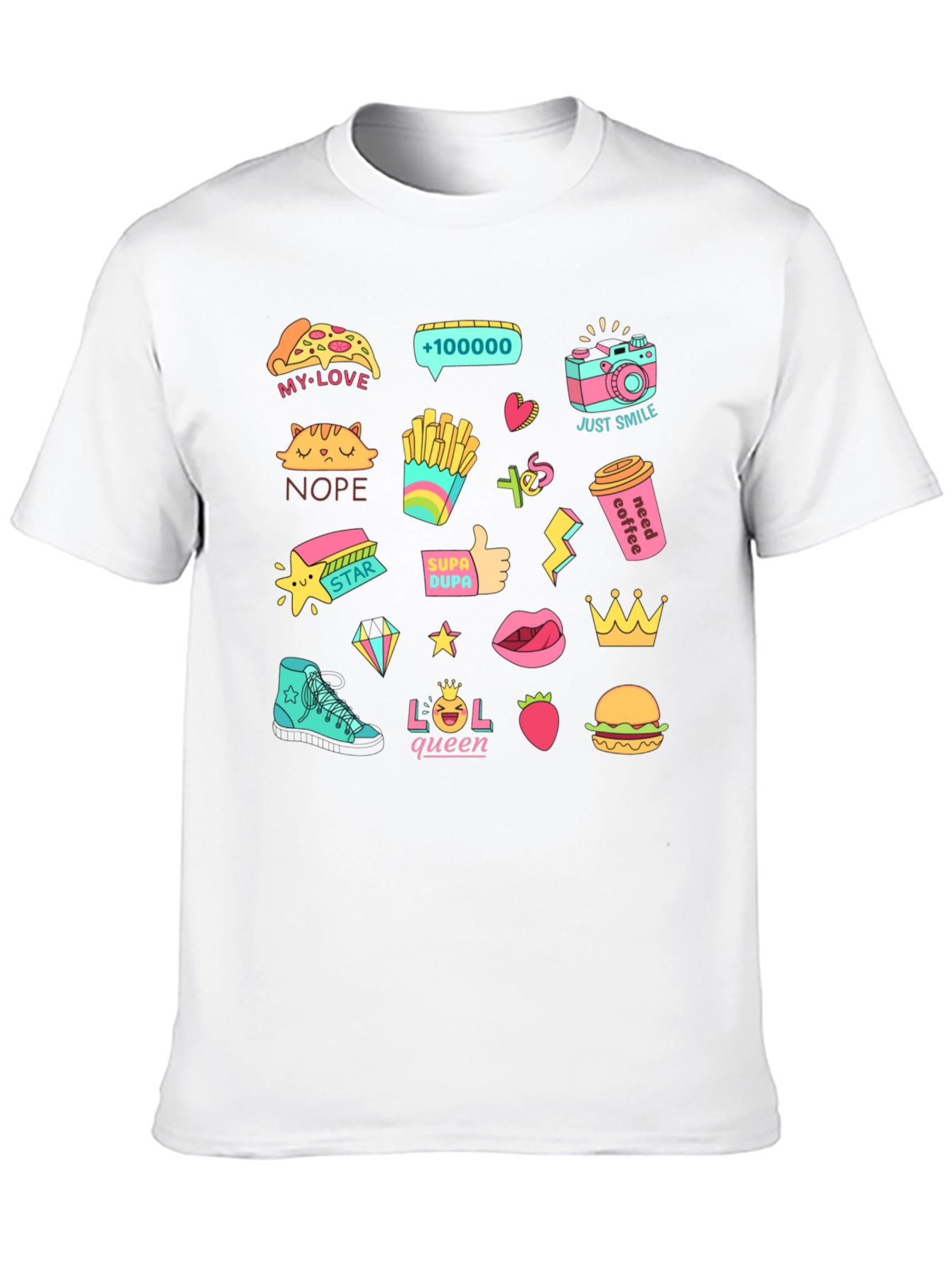 Black Sticker Bomb Graphic Print Black T-Shirt view 10