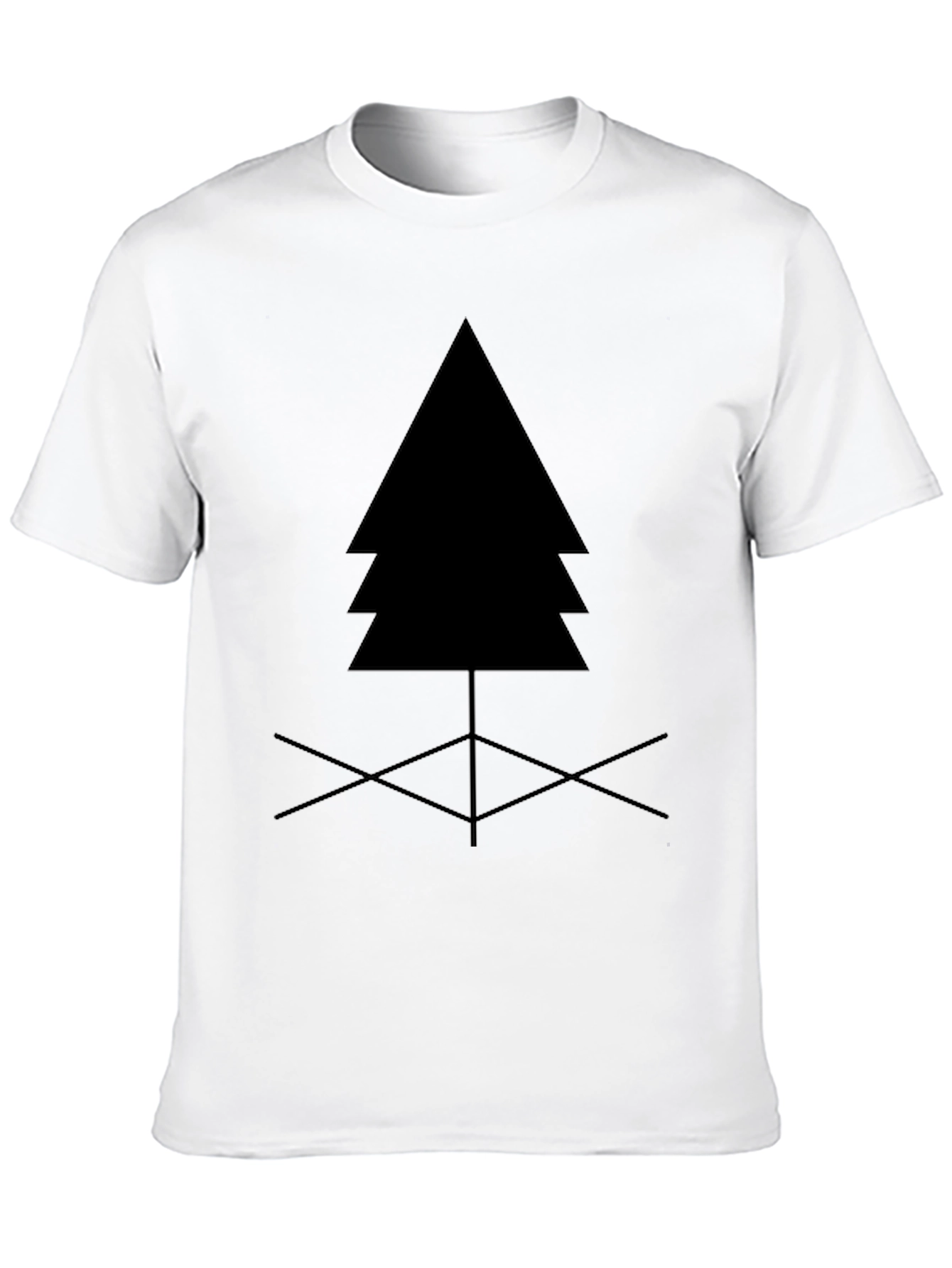Black Minimalist Tree Graphic Tee - Black Cotton Blend view 10