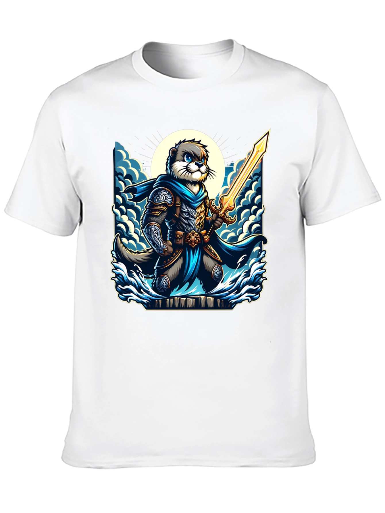 Black Otter Knight T-Shirt - Fantasy Graphic Tee view 10