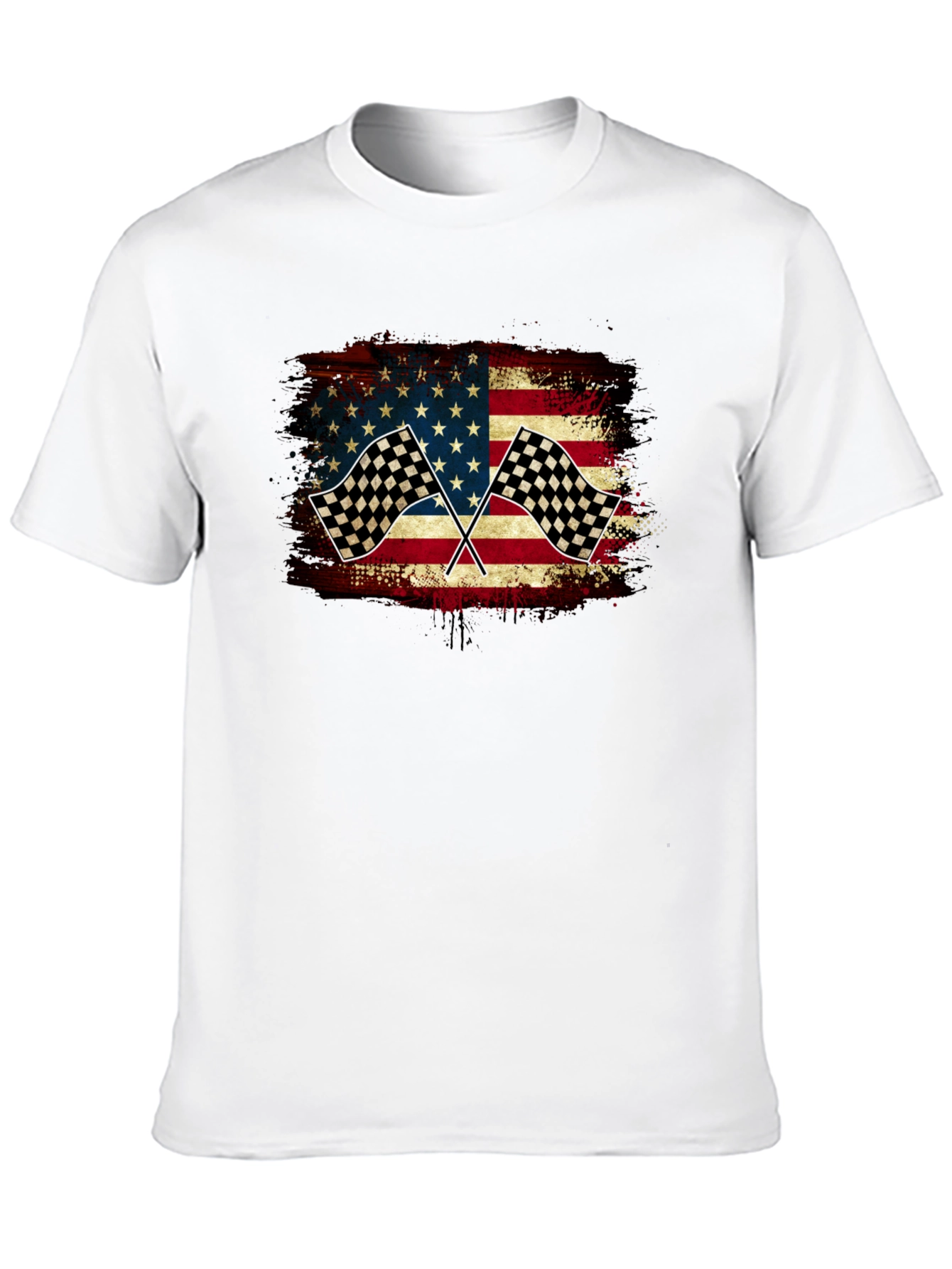 Black American Flag Race Car T-Shirt view 10