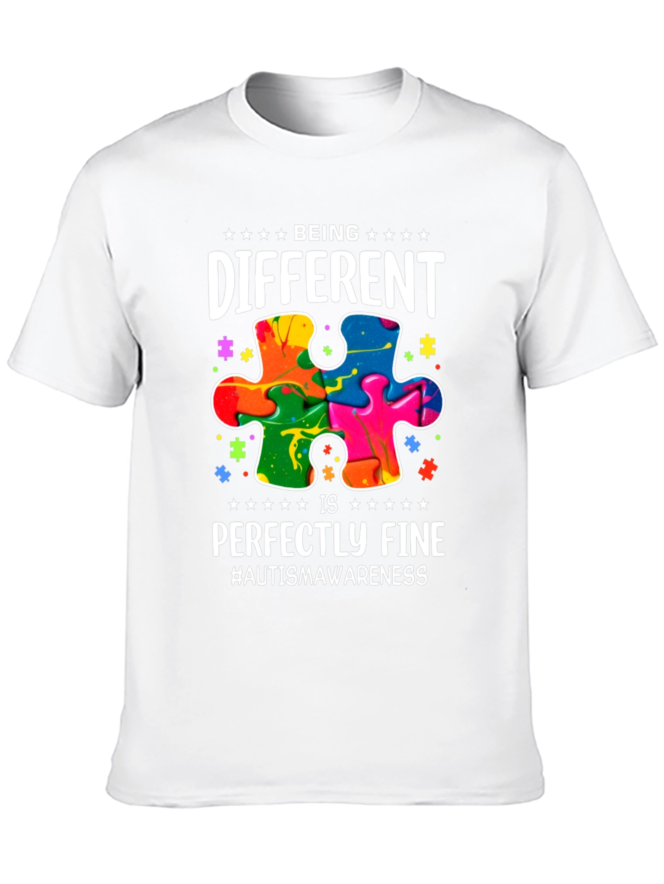 Black Autism Awareness T-Shirt - Being Different Puzzle Tee view 10