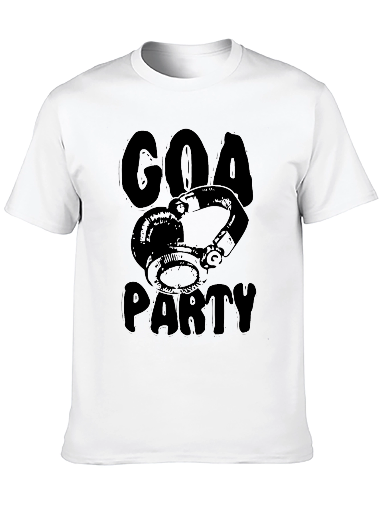 Black Goa Party Black Graphic T-Shirt - Headphones Design view 10