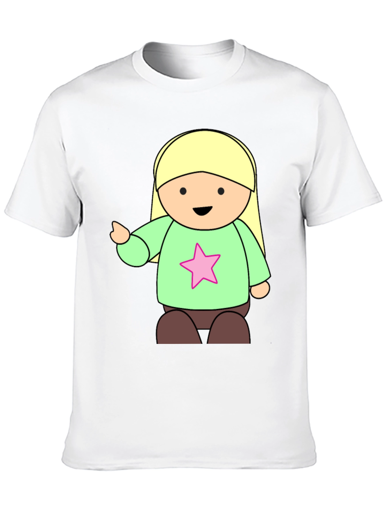 Black Cute Cartoon Girl Star T-Shirt - Black view 10
