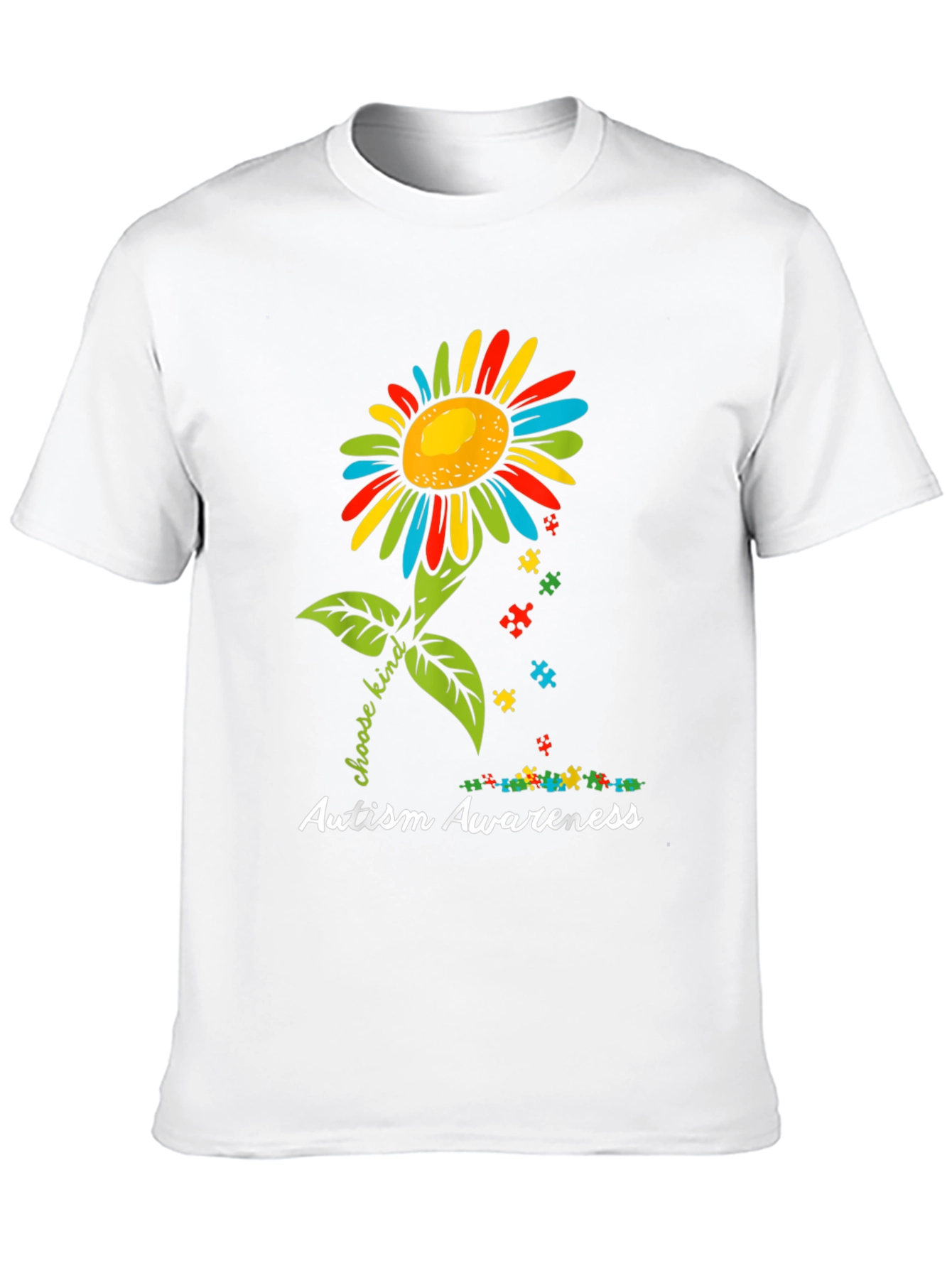 Black Autism Awareness Sunflower T-Shirt - Choose Kind view 10