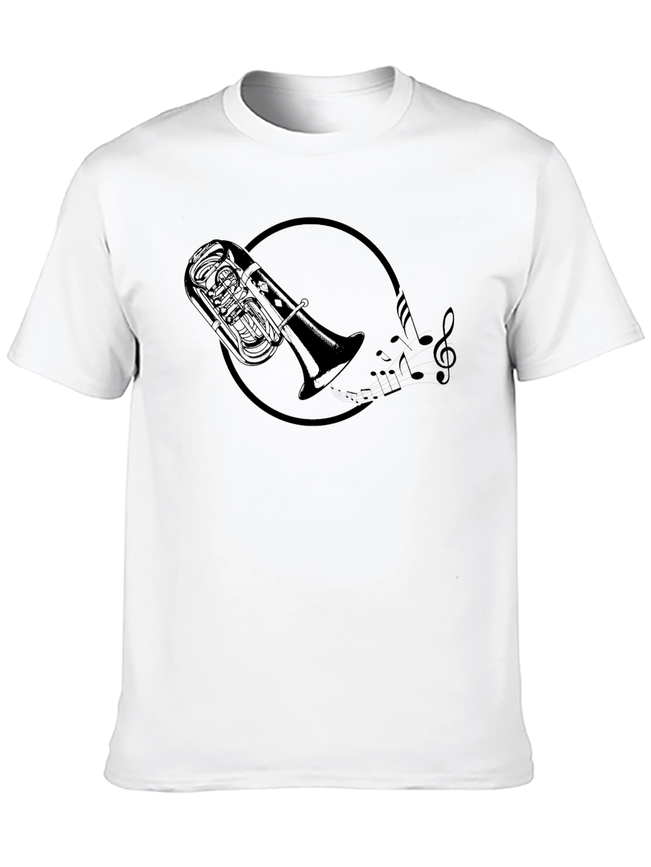 Black Tuba Music Notes Graphic Black T-Shirt view 10
