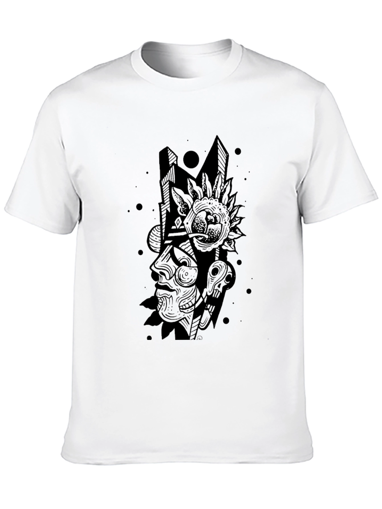 Black Abstract Graphic Print T-Shirt - Modern Art Tee view 10