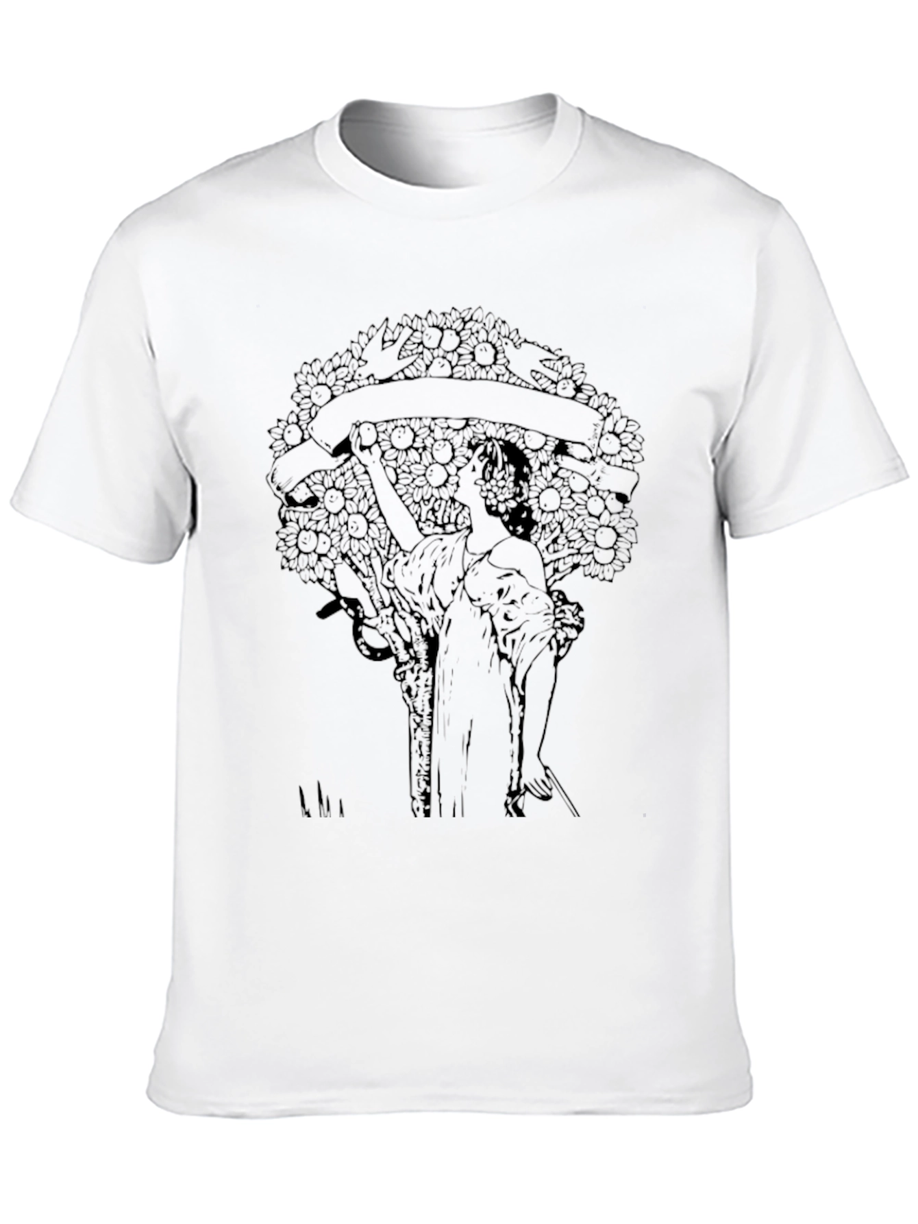 Black Art Nouveau Graphic Print Black T-Shirt view 10