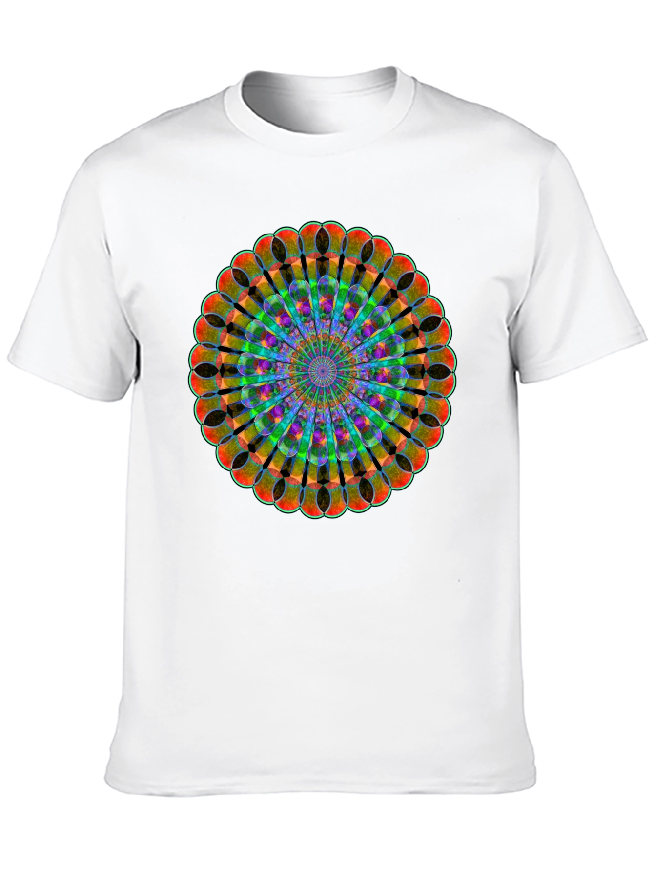 Black Kaleidoscope Mandala Black T-Shirt view 10