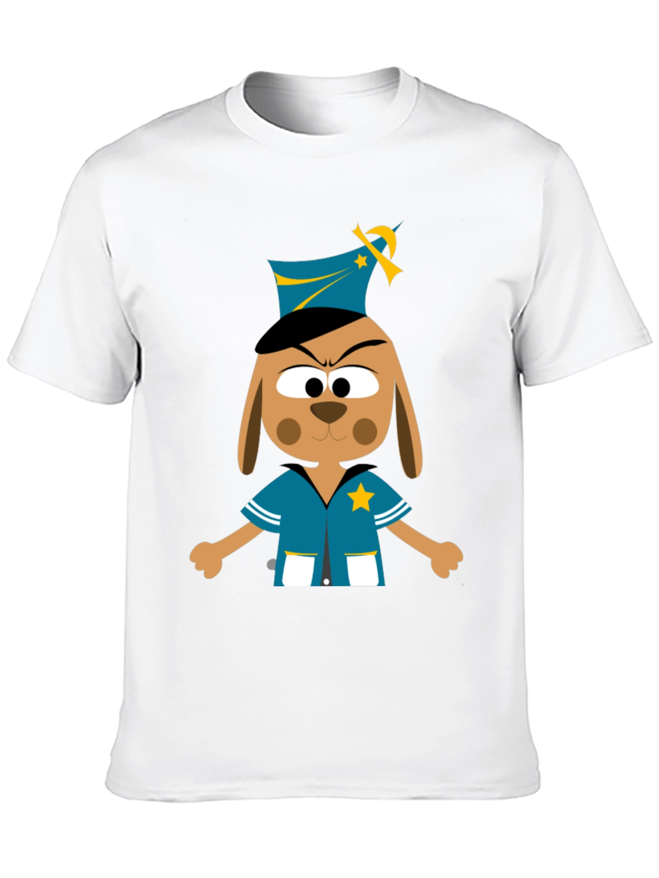 Black Cartoon Dog Cop T-Shirt - Novelty Graphic Tee view 10