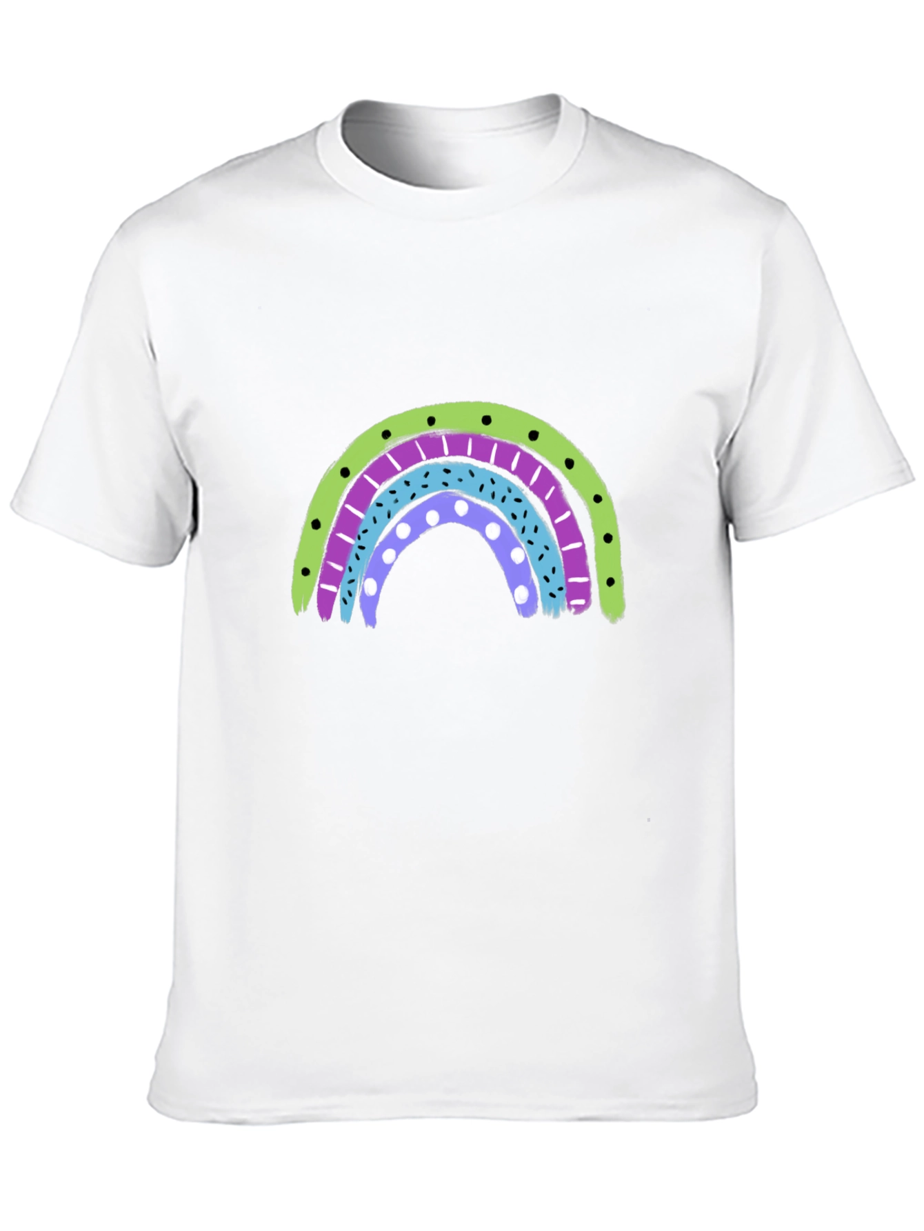 Black Retro Rainbow Graphic Tee - Black Cotton Blend Shirt view 10