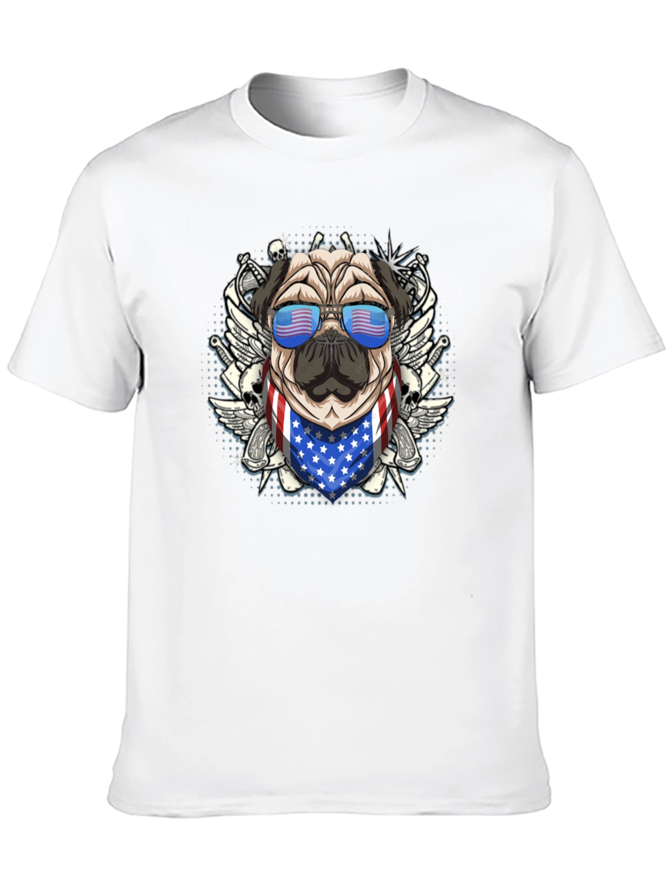 Black Patriotic Pug T-Shirt view 10