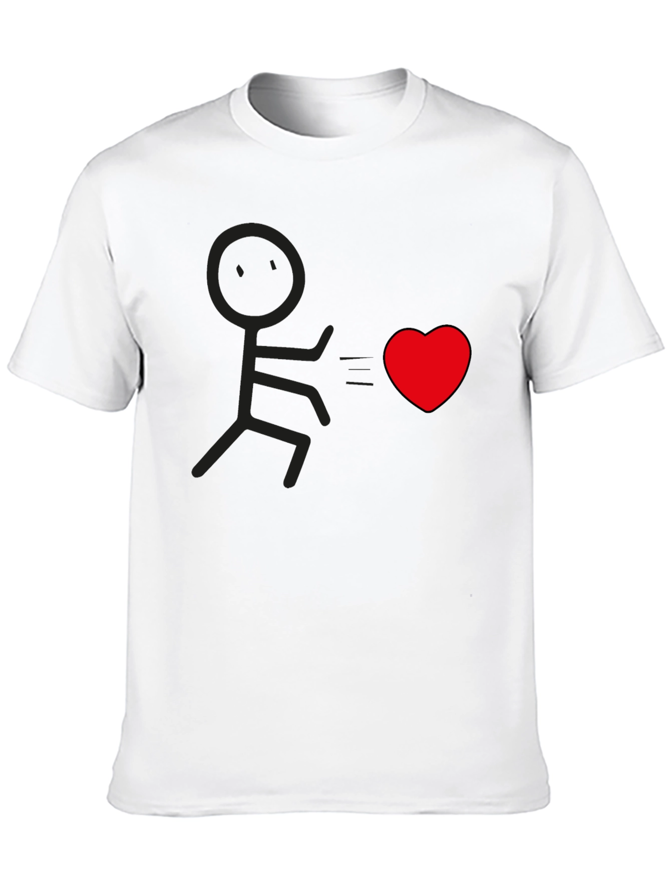 Black Stick Figure Chasing Heart Graphic Tee - Black view 10
