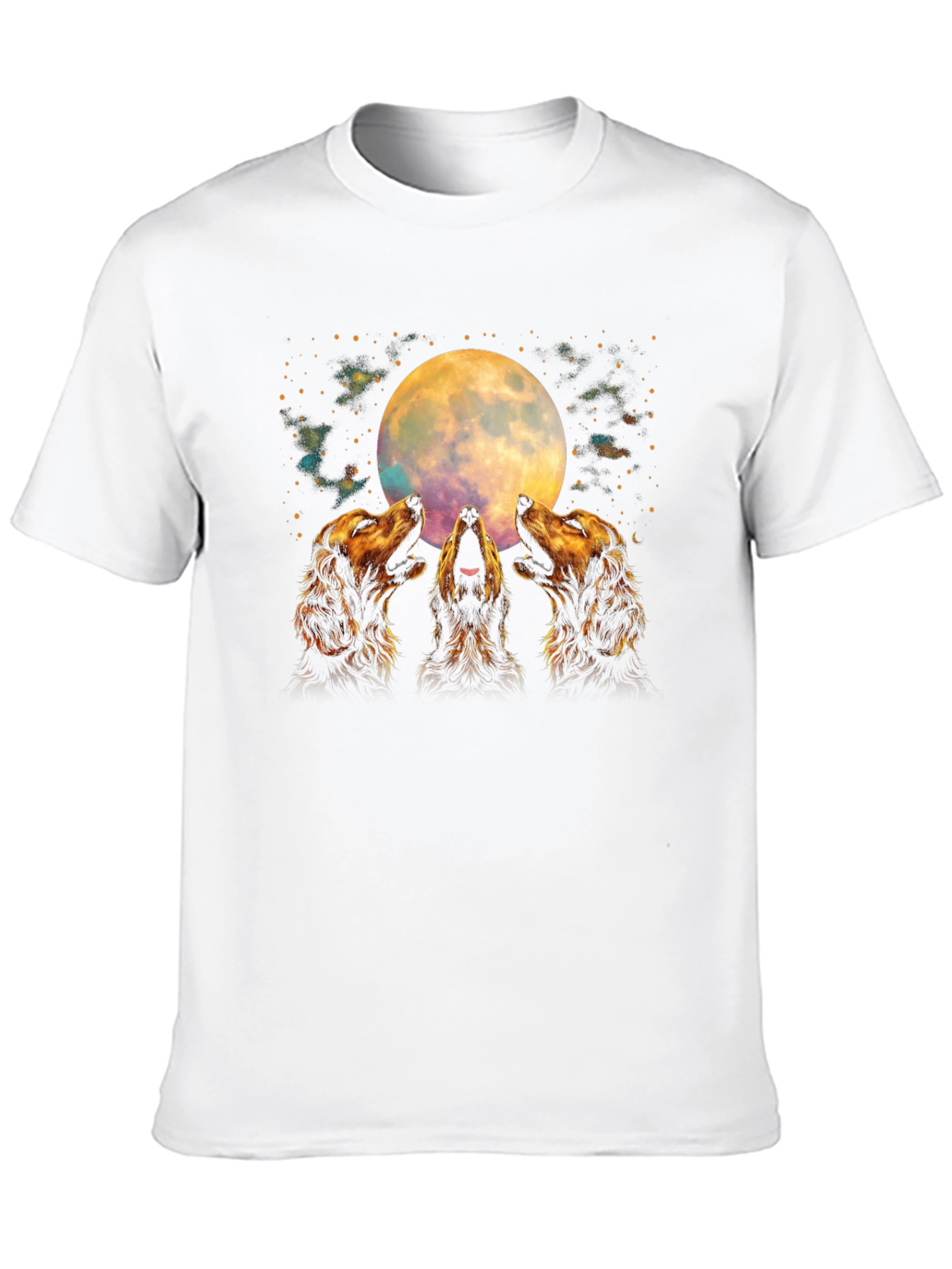 Howling Dogs Moon T-Shirt - Black Graphic Tee - 10