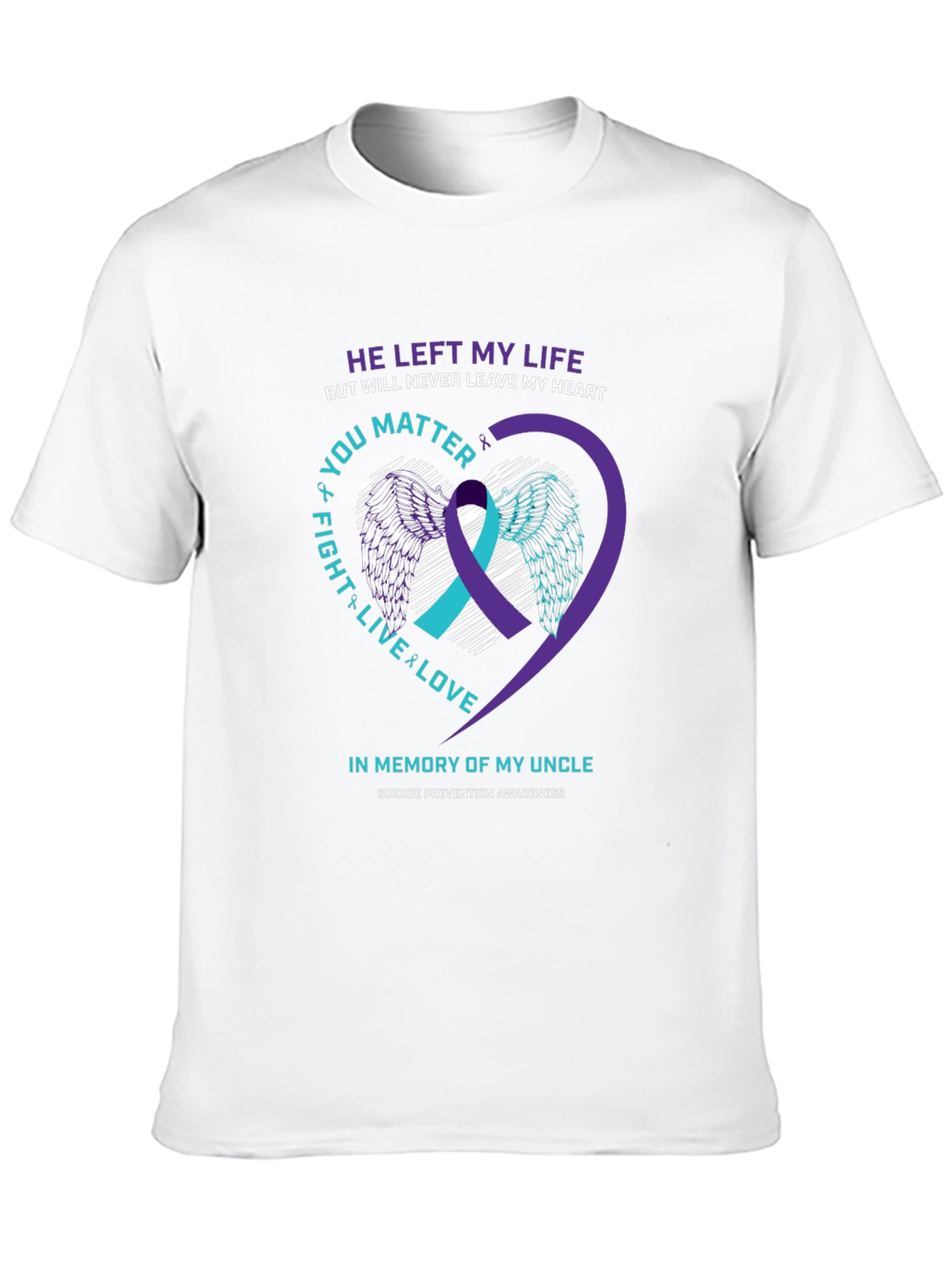 Black In Memory Of My Uncle Suicide Prevention Awareness T-Shirt view 10