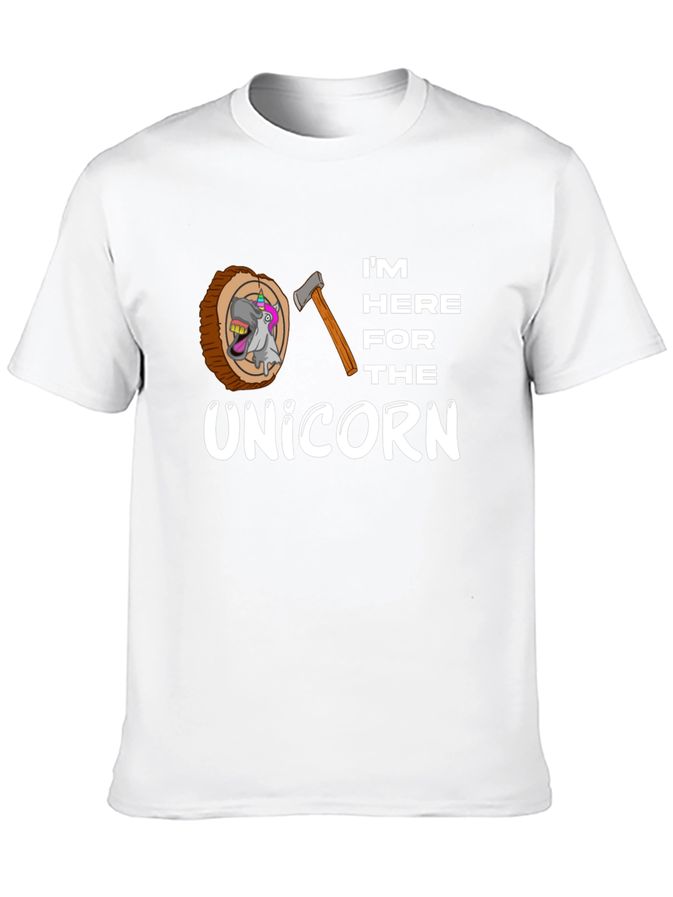 Black I'm Here for the Unicorn Men's T-Shirt view 10
