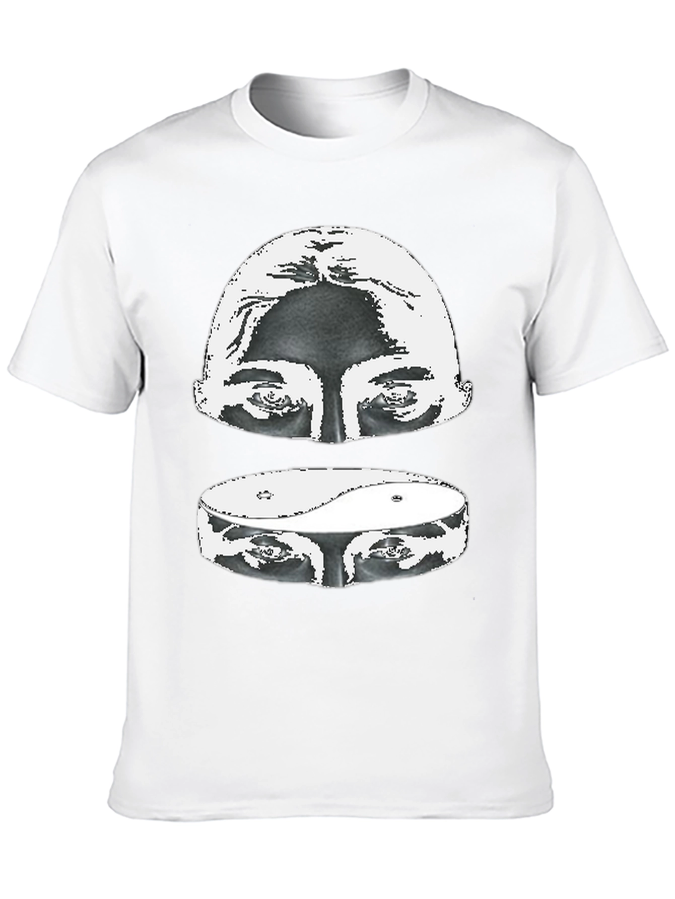 Black Yin Yang Eyes Graphic Print Black T-Shirt view 10