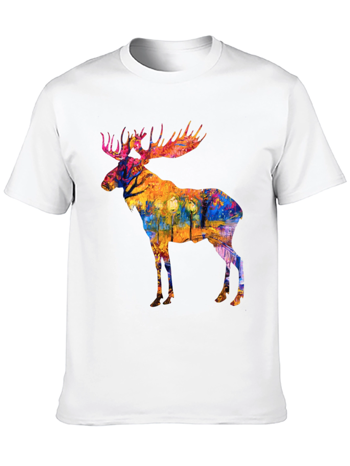 Black Abstract Moose Print Black T-Shirt view 10