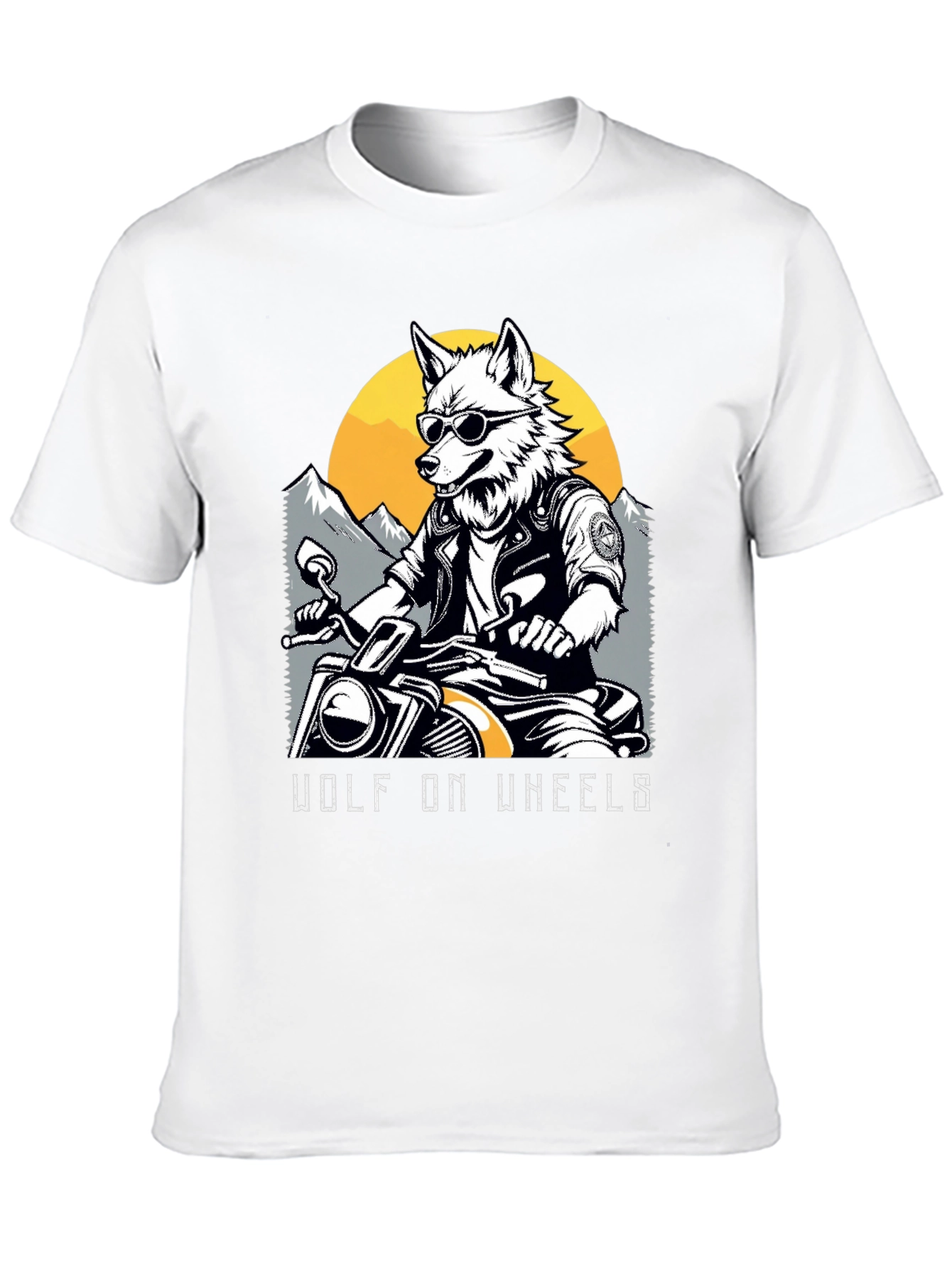 Black Wolf on Wheels Biker T-Shirt view 10