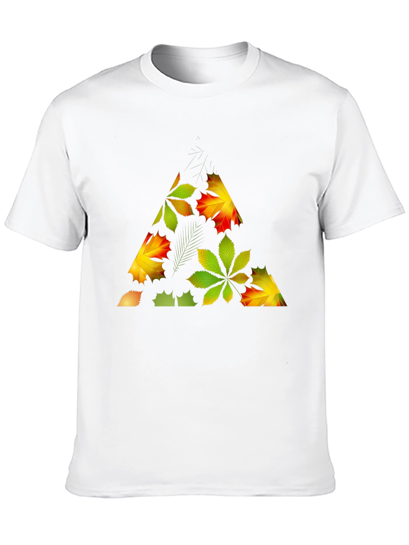 Black Autumn Leaf Triangle Black T-Shirt view 10