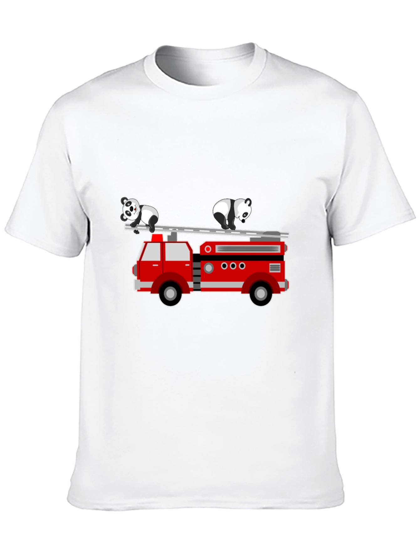 Black Panda Firetruck Graphic Tee - Soft Cotton Blend view 10