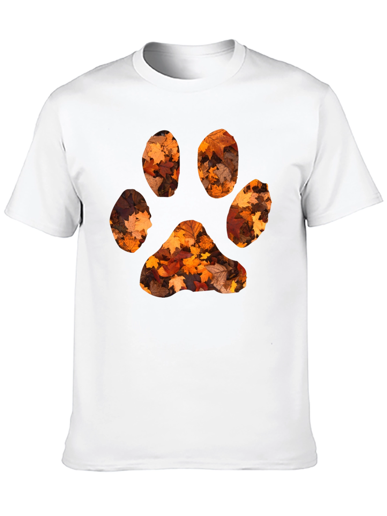 Black Fall Leaves Paw Print Black T-Shirt view 10