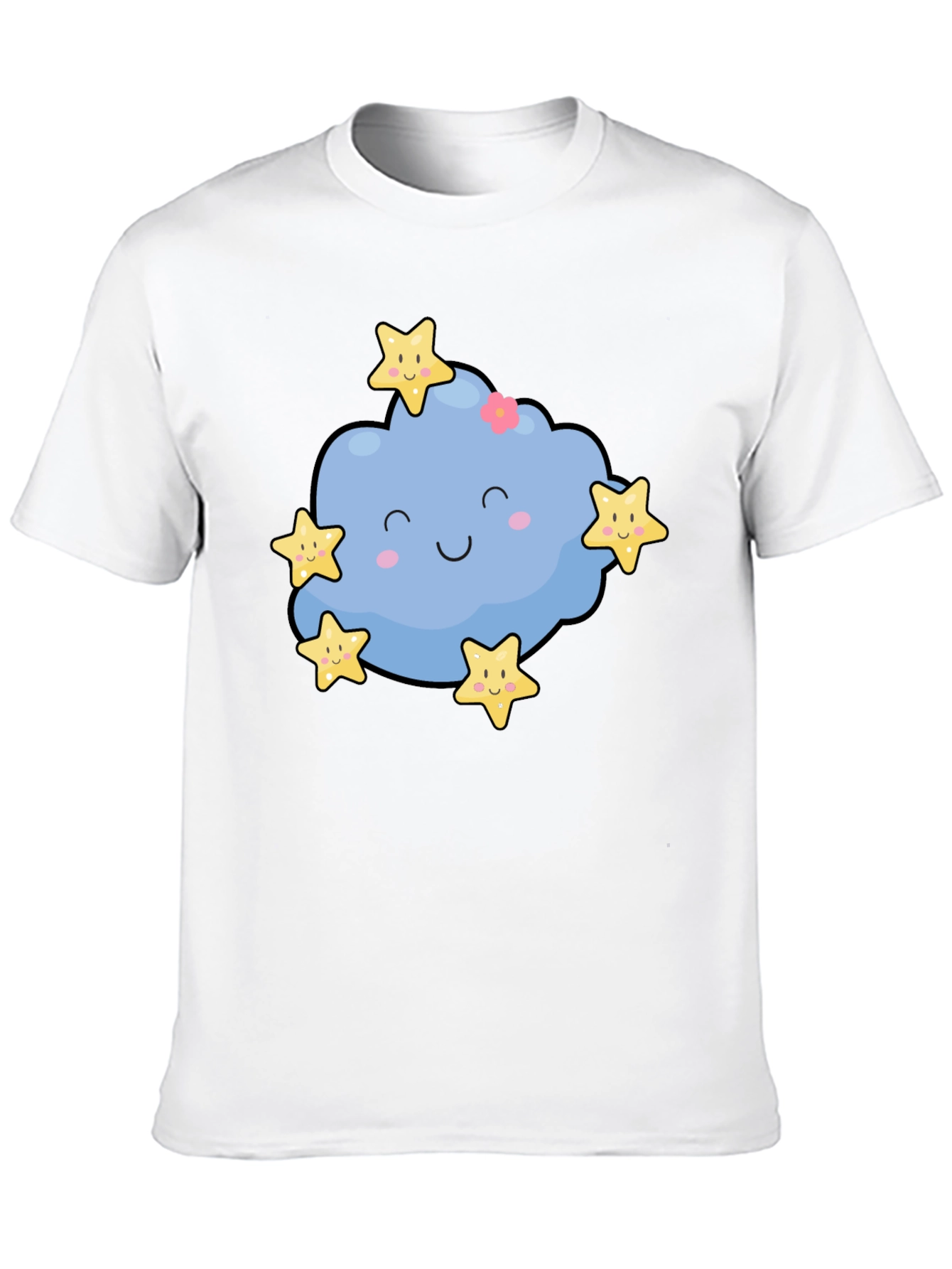 Black Cute Cloud & Stars Graphic Black T-Shirt view 10