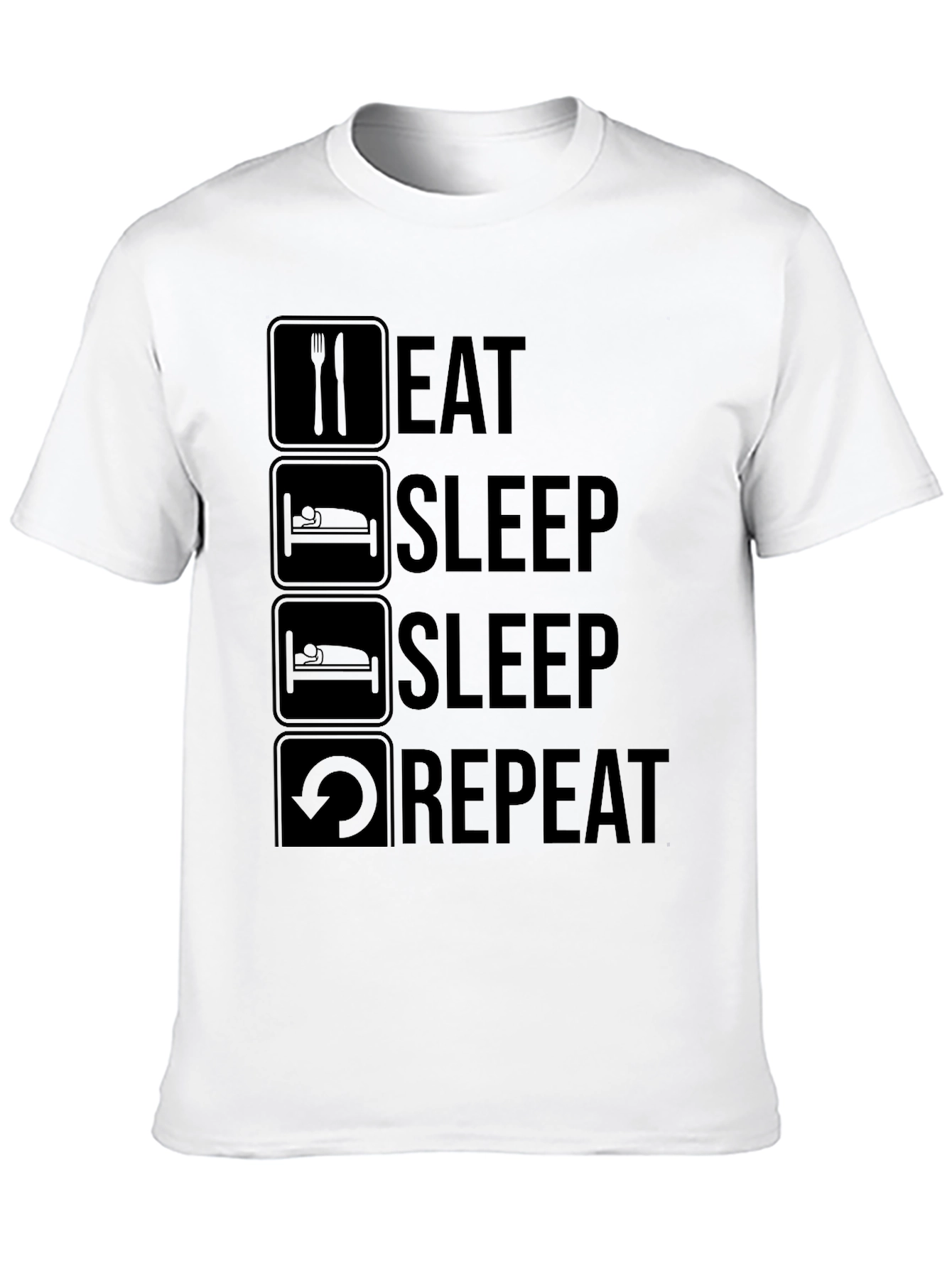 Black Eat Sleep Repeat Graphic Tee - Black Crew Neck T-Shirt view 10
