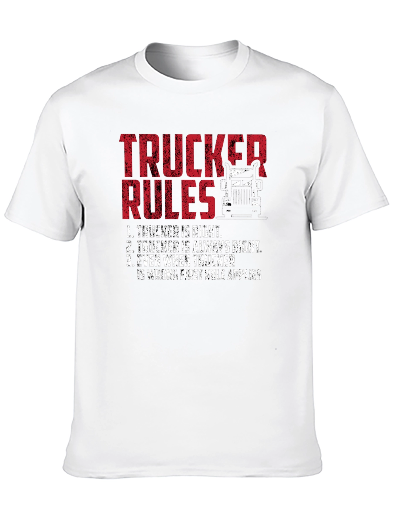 Black Trucker Rules Graphic Tee - Funny Truck Driver T-Shirt view 10