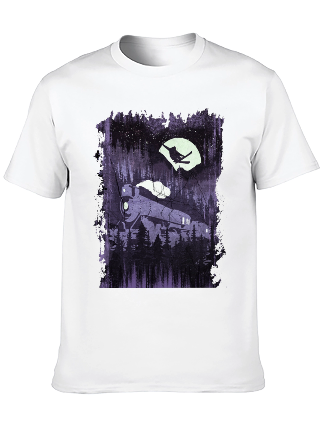 Black Train & Skier Graphic Tee - Black view 10