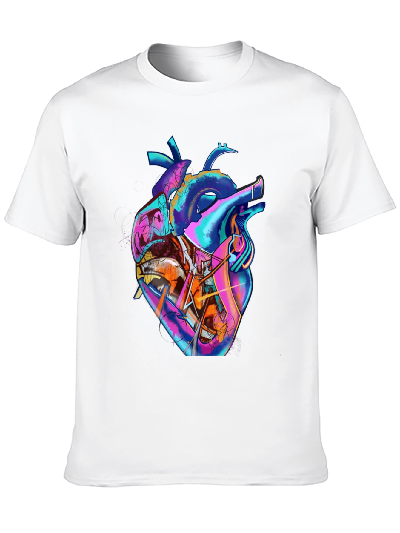 Black Abstract Heart Graphic Tee - Stylish Men's Black T-Shirt view 10