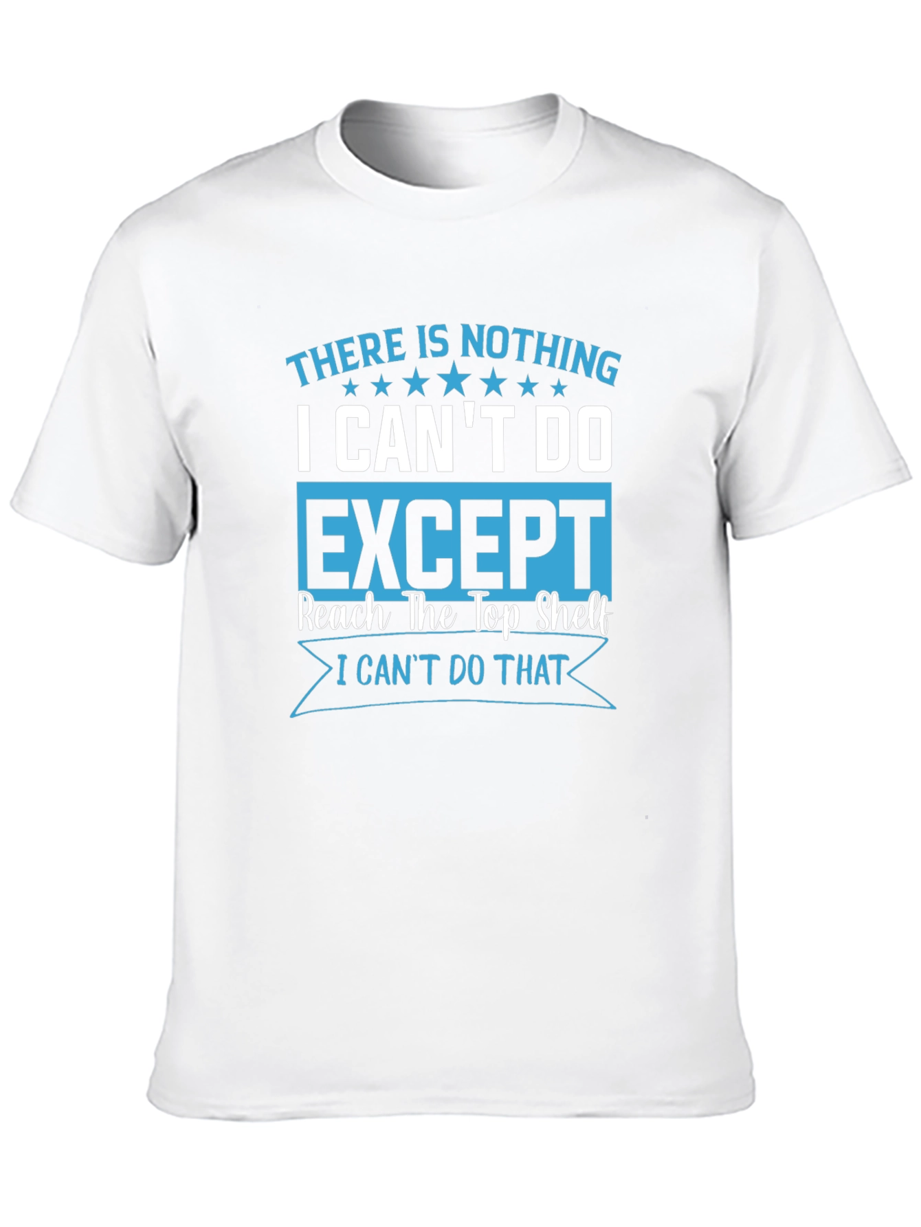 Black Funny Graphic Tee: I Can't Reach Top Shelf T-Shirt view 10