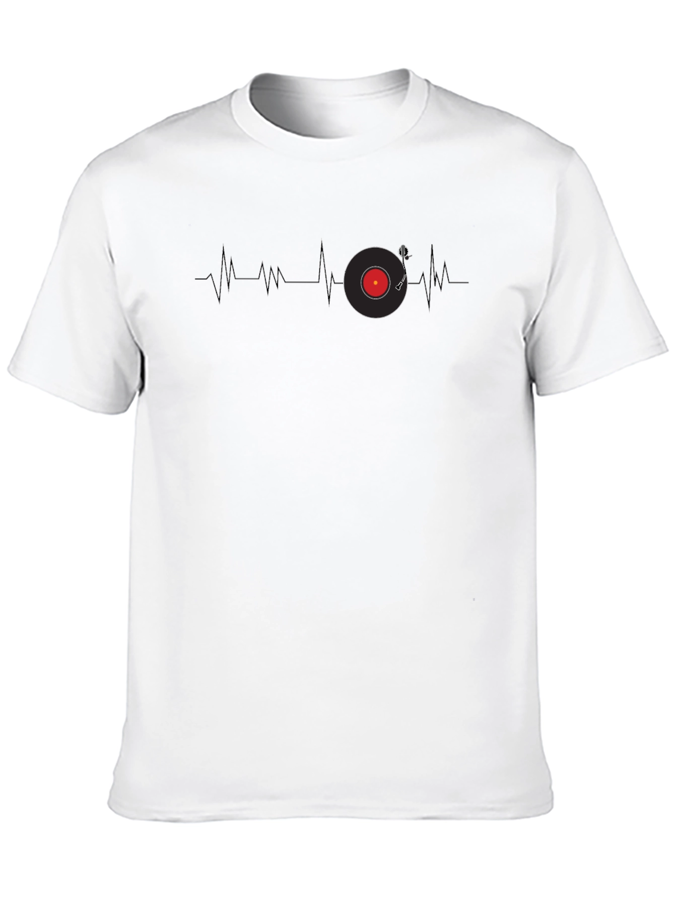 Black Vinyl Record Heartbeat Graphic Tee - Cool Music Lover Shirt view 10