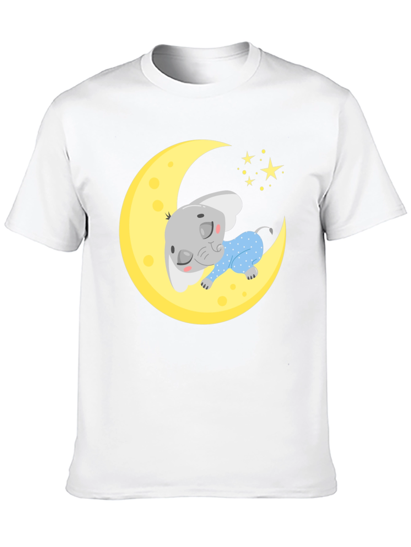 Black Cute Elephant On Moon Graphic Tee view 10
