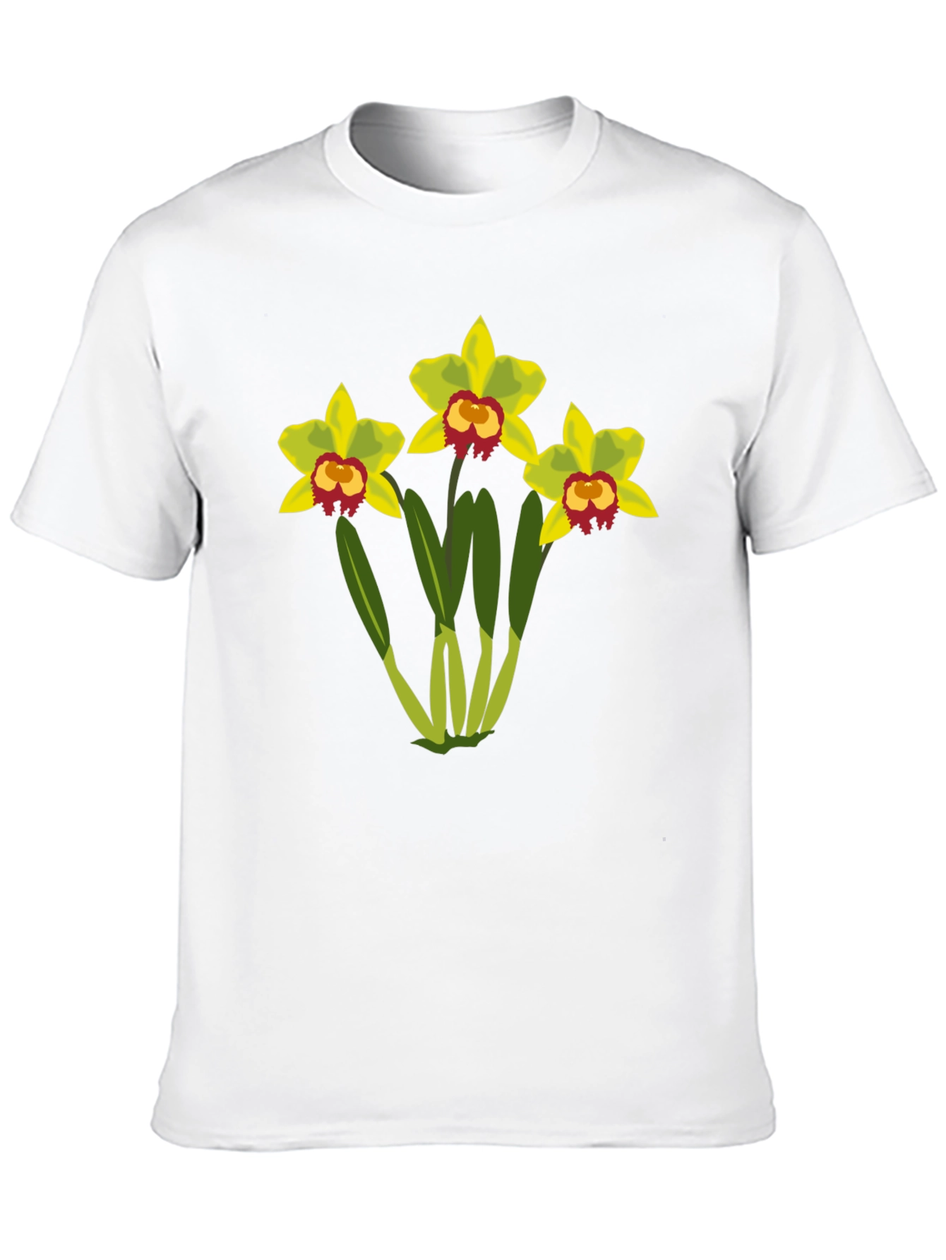 Black Floral Graphic T-Shirt - Black Cotton Tee with Orchid Design view 10