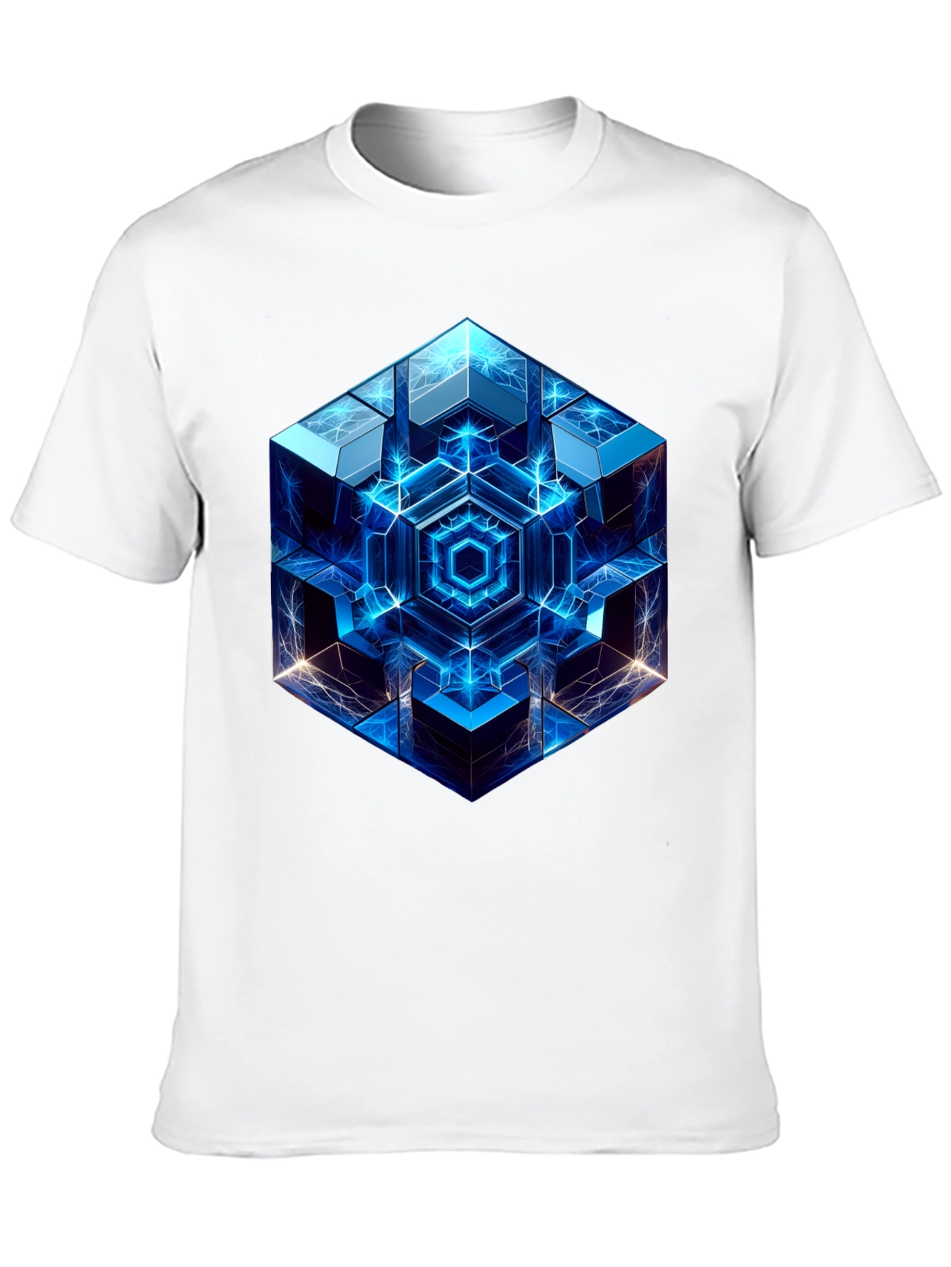 Black Geometric Cube Graphic Print Black T-Shirt view 10