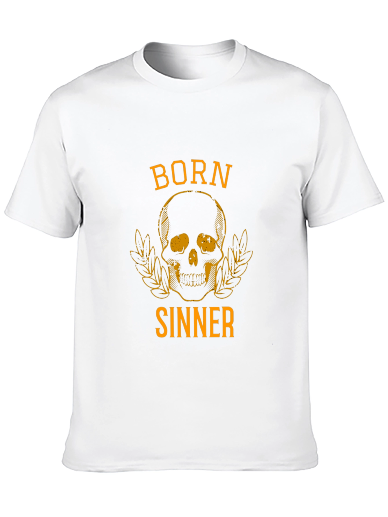 Black Born Sinner Graphic Tee - Black Cotton Skull T-Shirt view 10