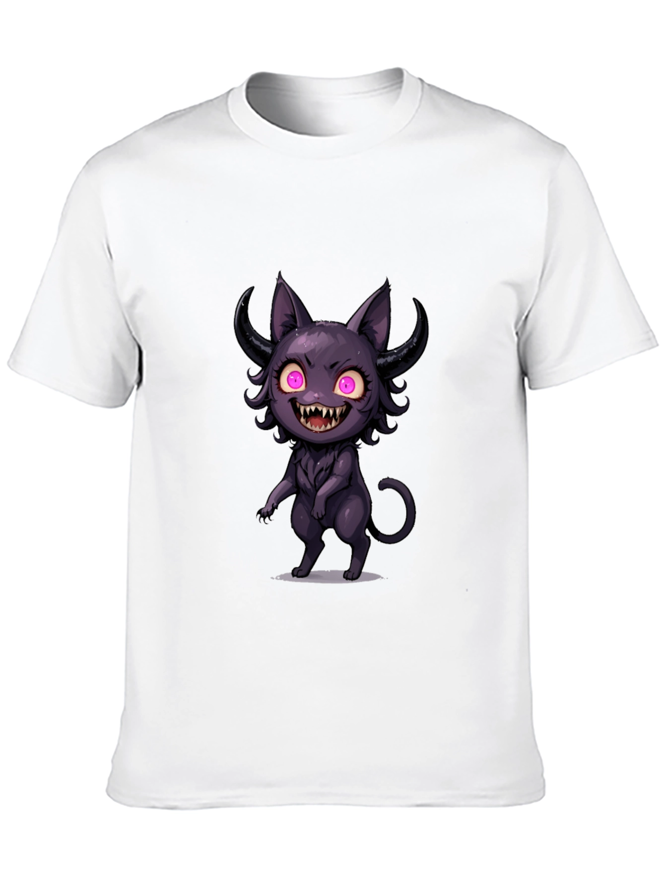 Black Creepy Cute Cat T-Shirt - Black view 10
