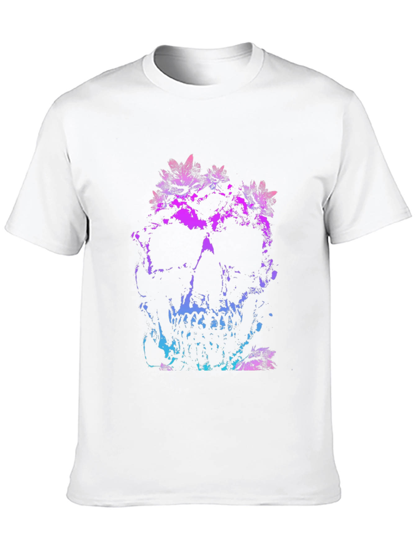 Floral Skull Graphic Black T-Shirt - 10