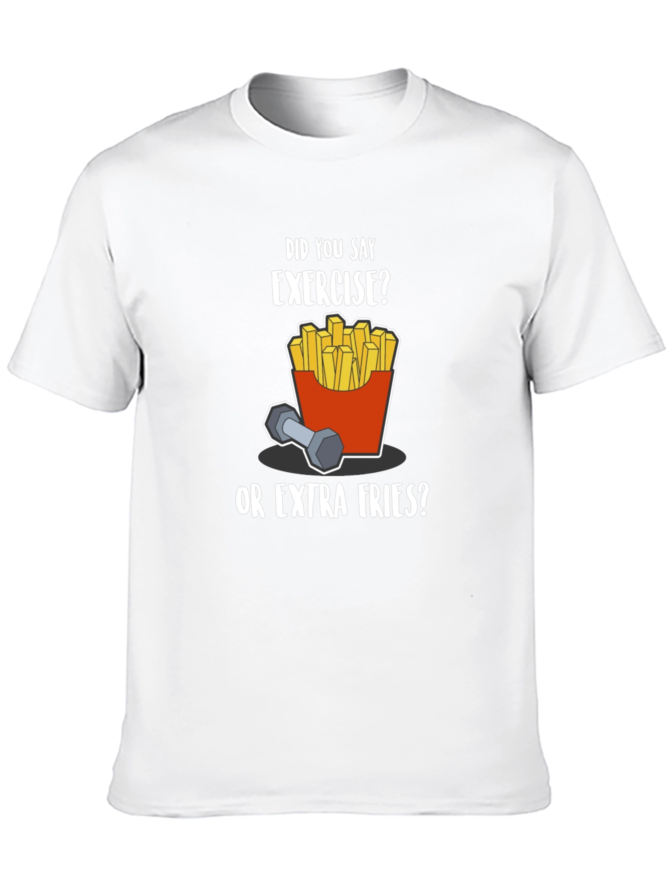 Black Funny Exercise Fries Graphic T-Shirt view 10