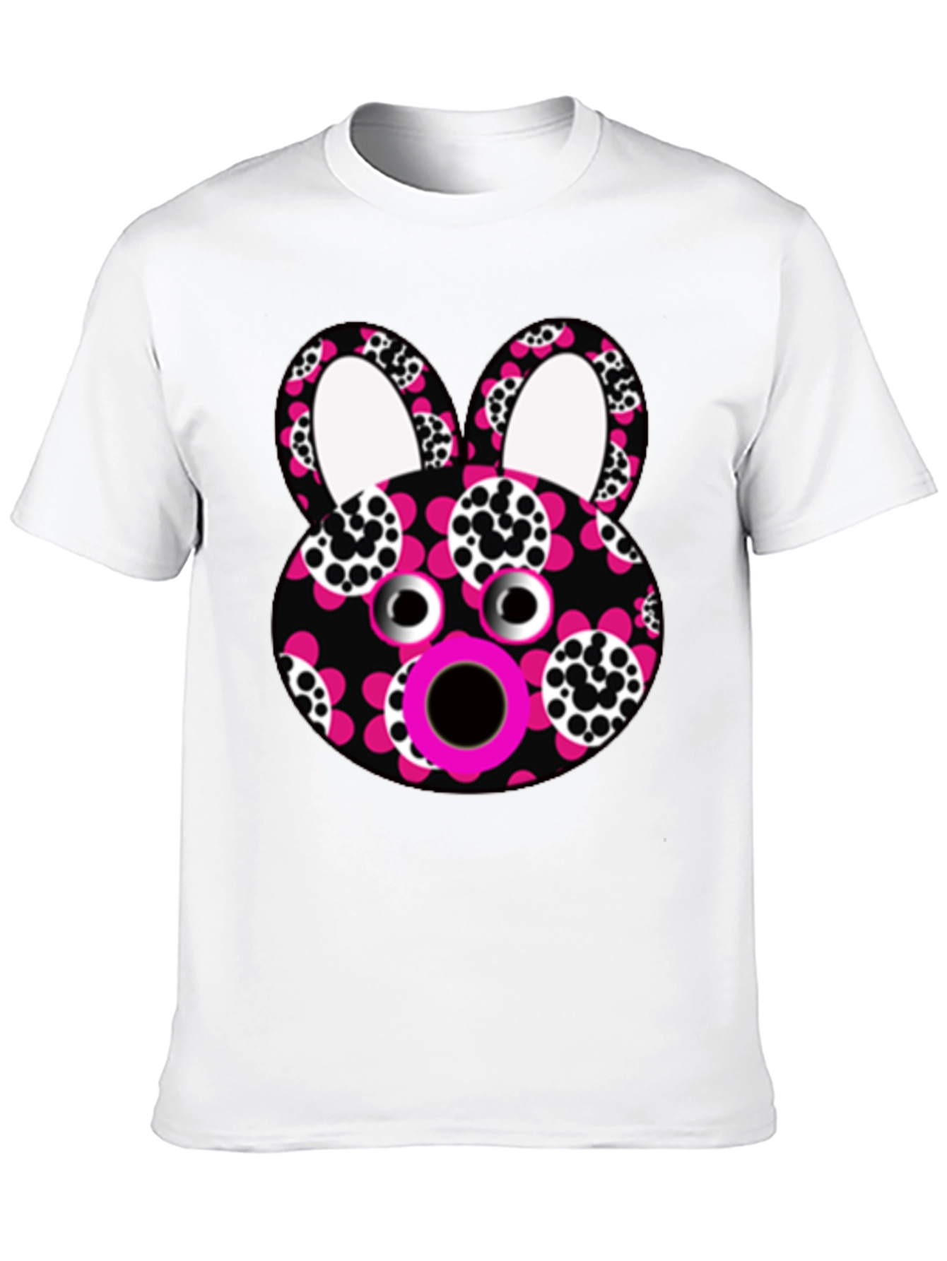 Black Funky Floral Bunny T-Shirt - Unique Graphic Tee view 10
