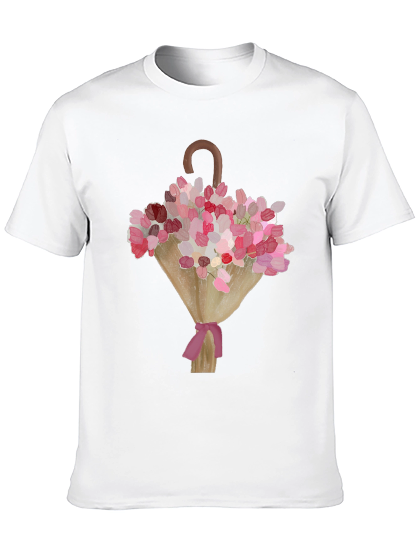 Black Floral Umbrella Graphic Tee - Stylish Men's Black T-Shirt view 10