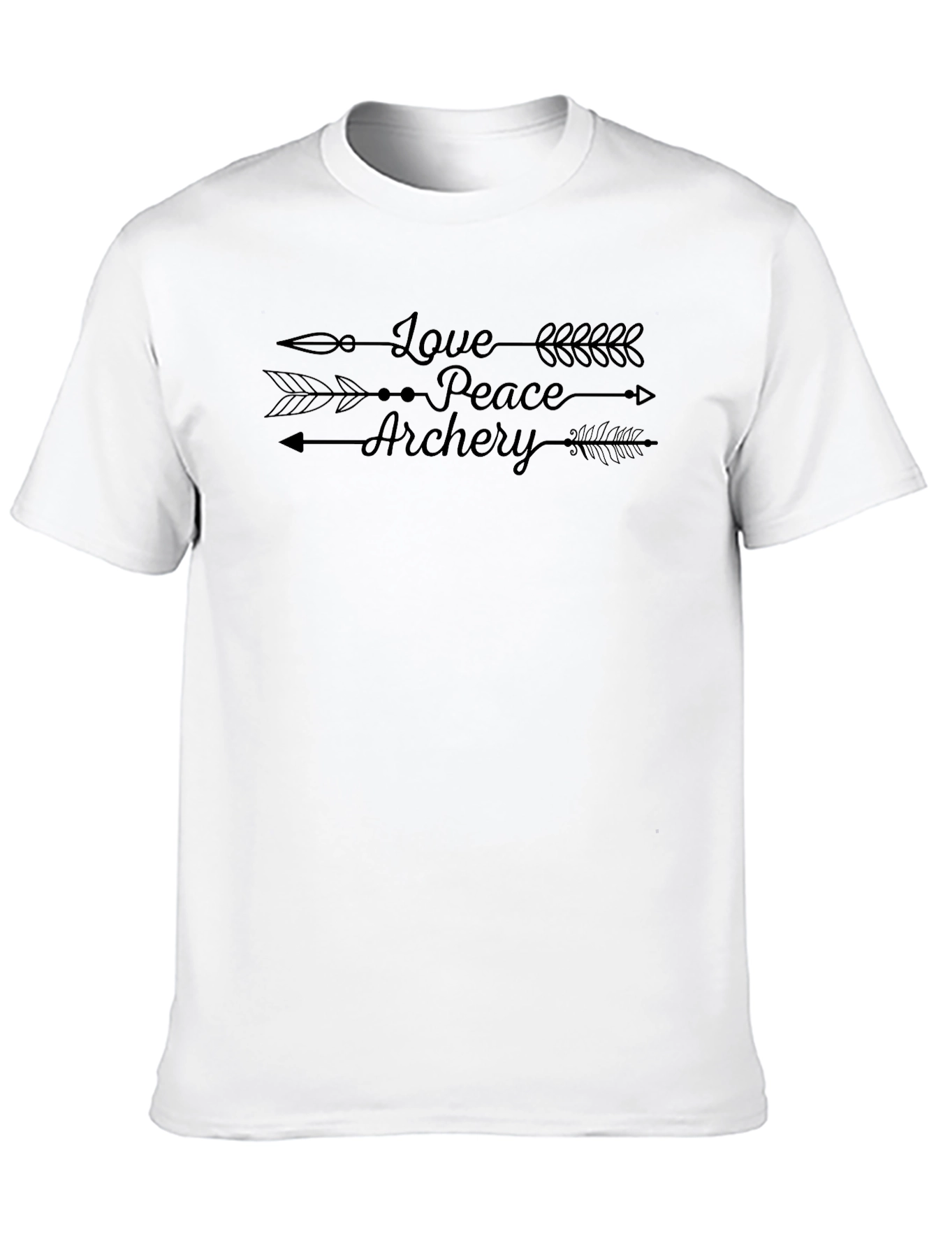 Black Love Peace Archery Arrow T-Shirt - Unisex Casual Tee view 10