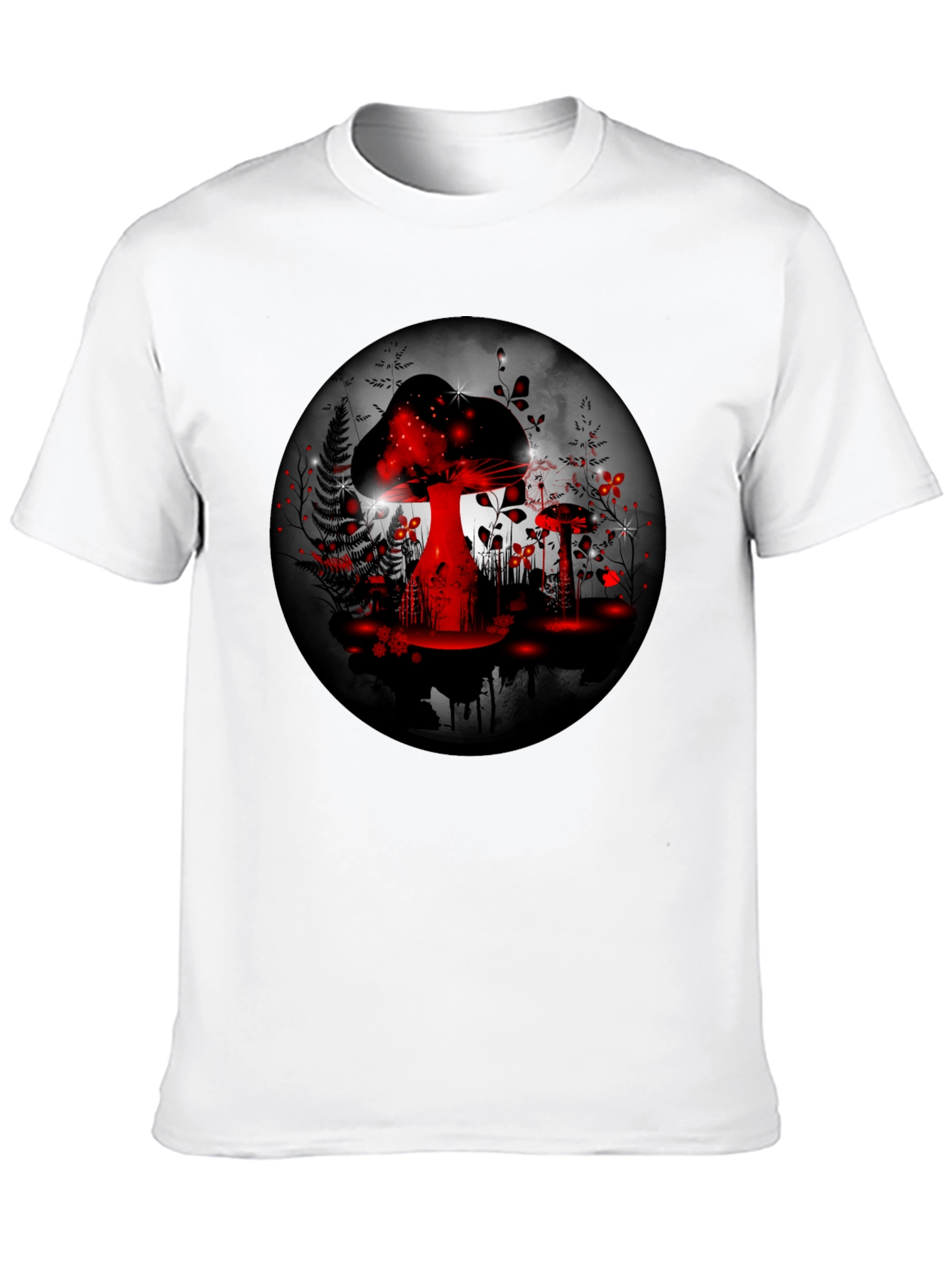 Black Mushroom Forest Graphic Tee - Black Cotton Blend view 10