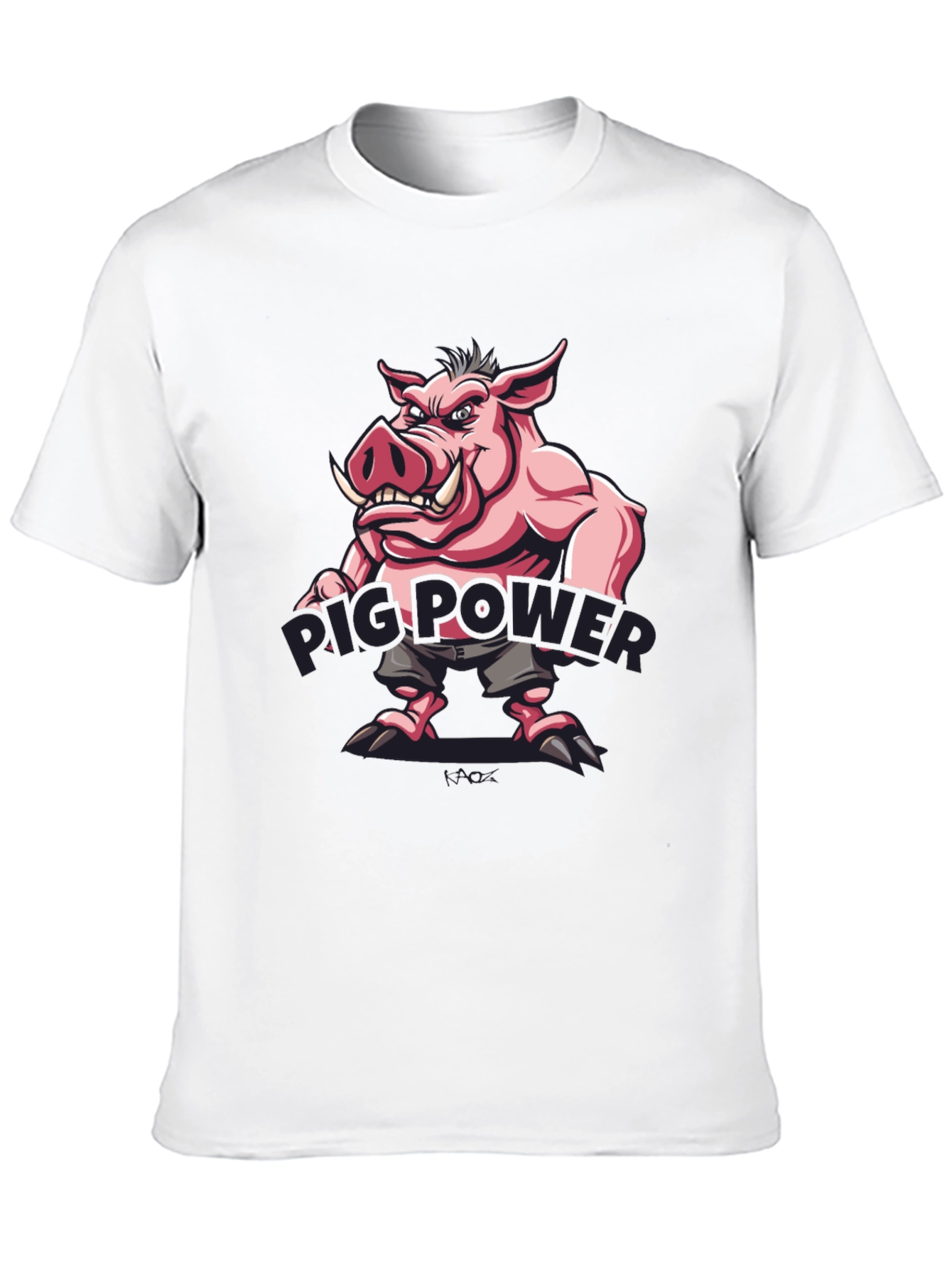 Black Pig Power Cartoon Graphic T-Shirt view 10
