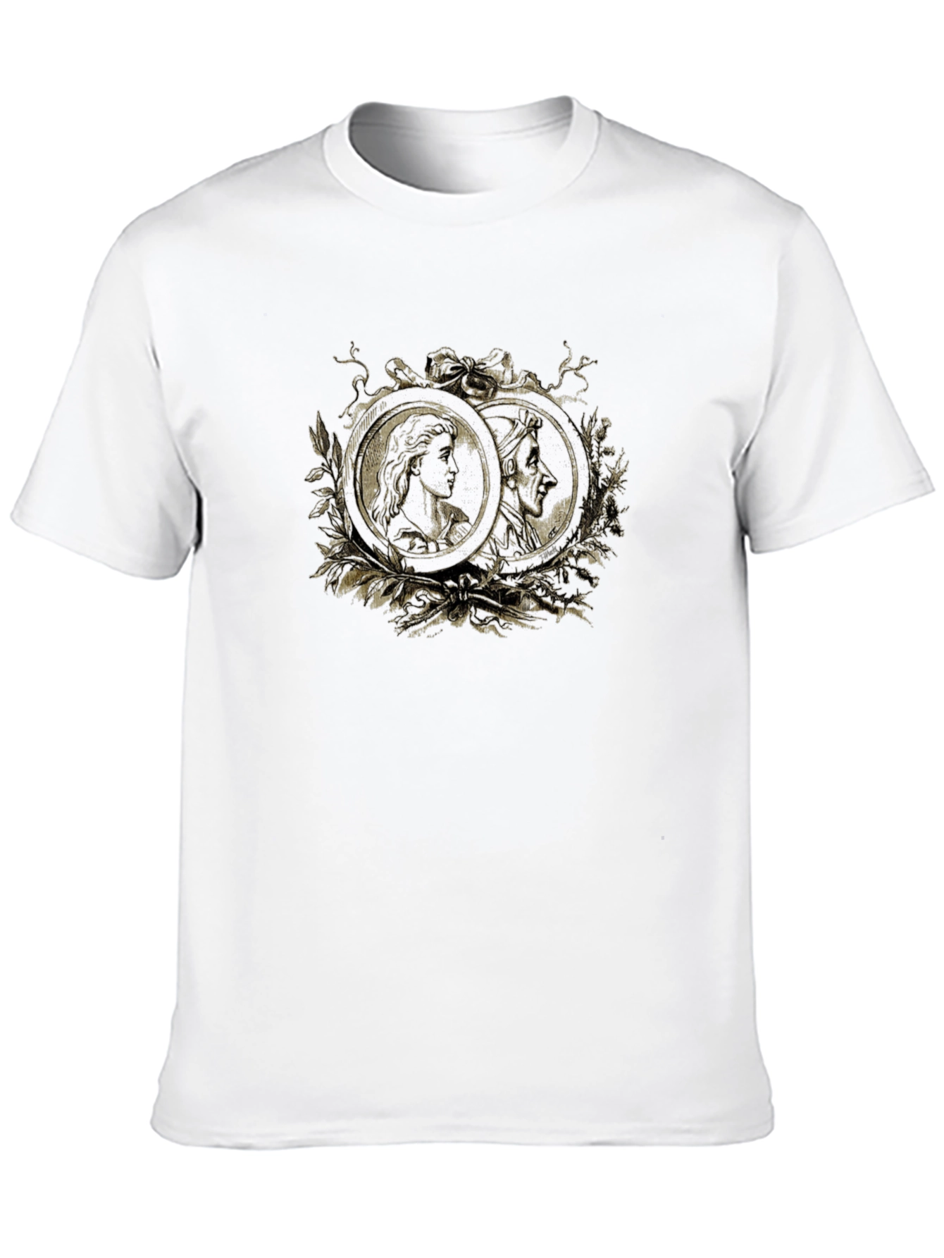 Black Ornate Cameo Style Graphic Print Black T-Shirt view 10