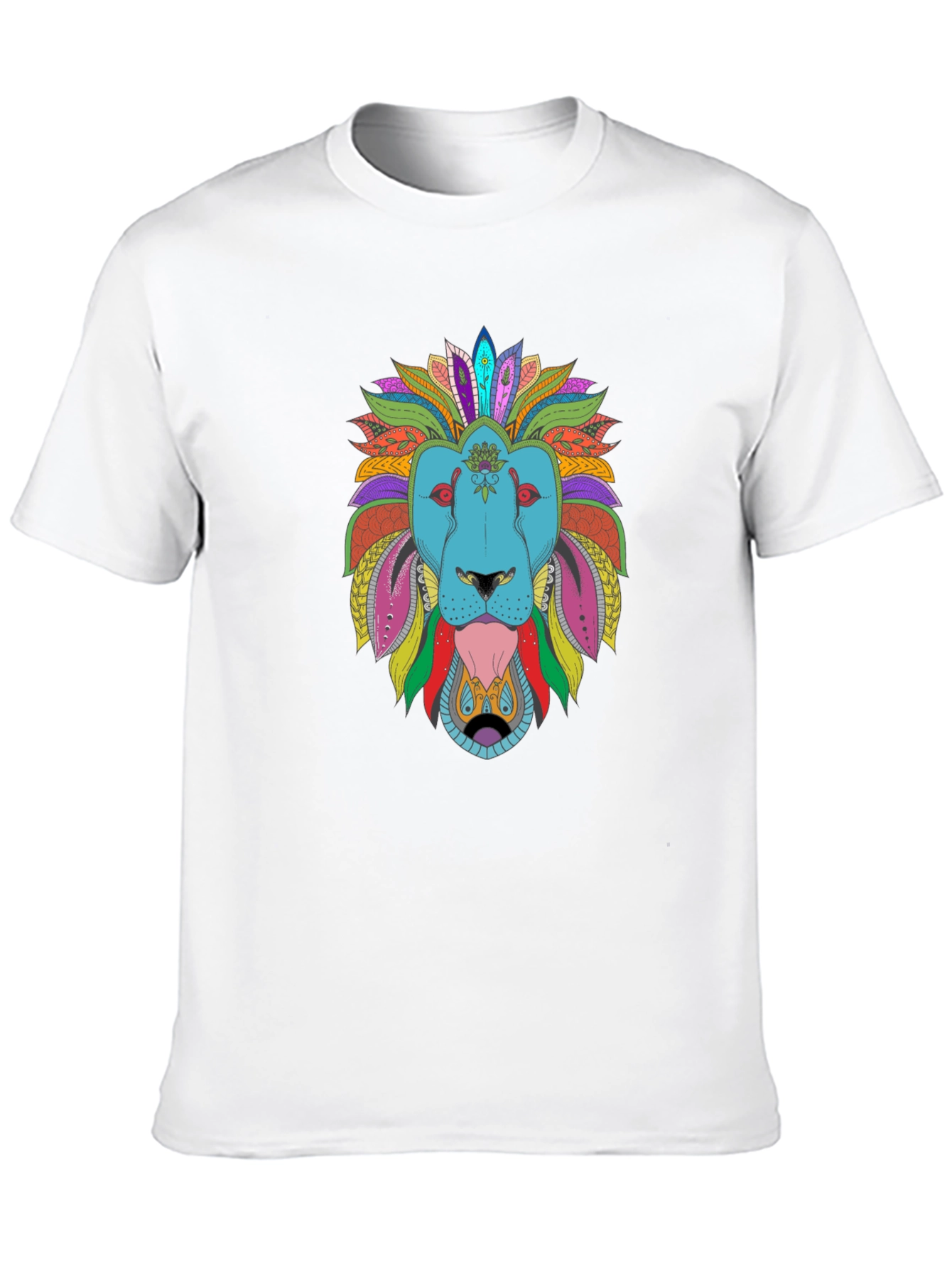 Black Colorful Lion Graphic Tee - Men's Black T-Shirt view 10