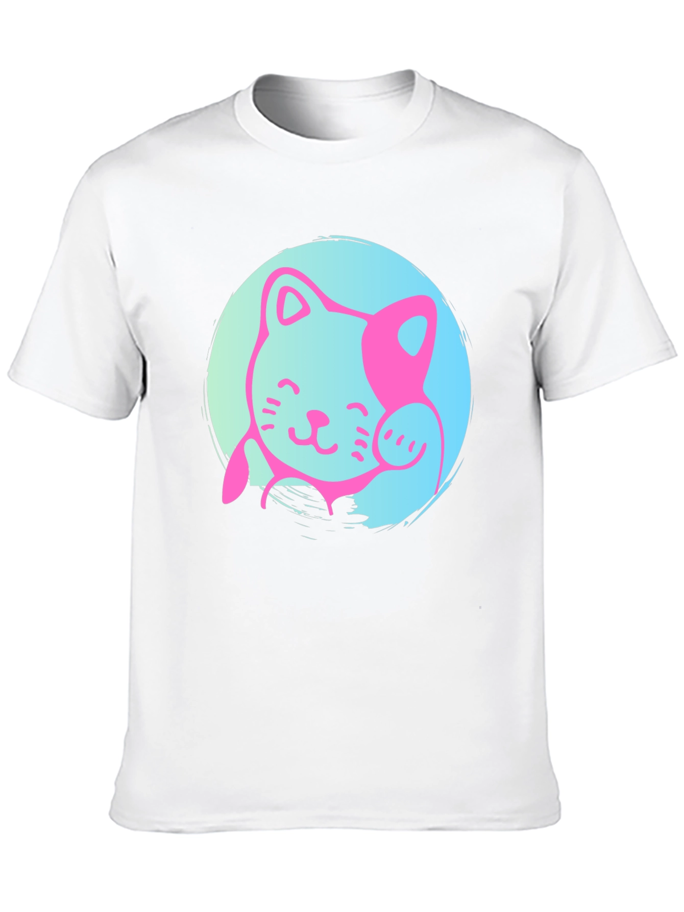 Black Lucky Cat Graphic Tee - Black Cotton Blend T-Shirt view 10