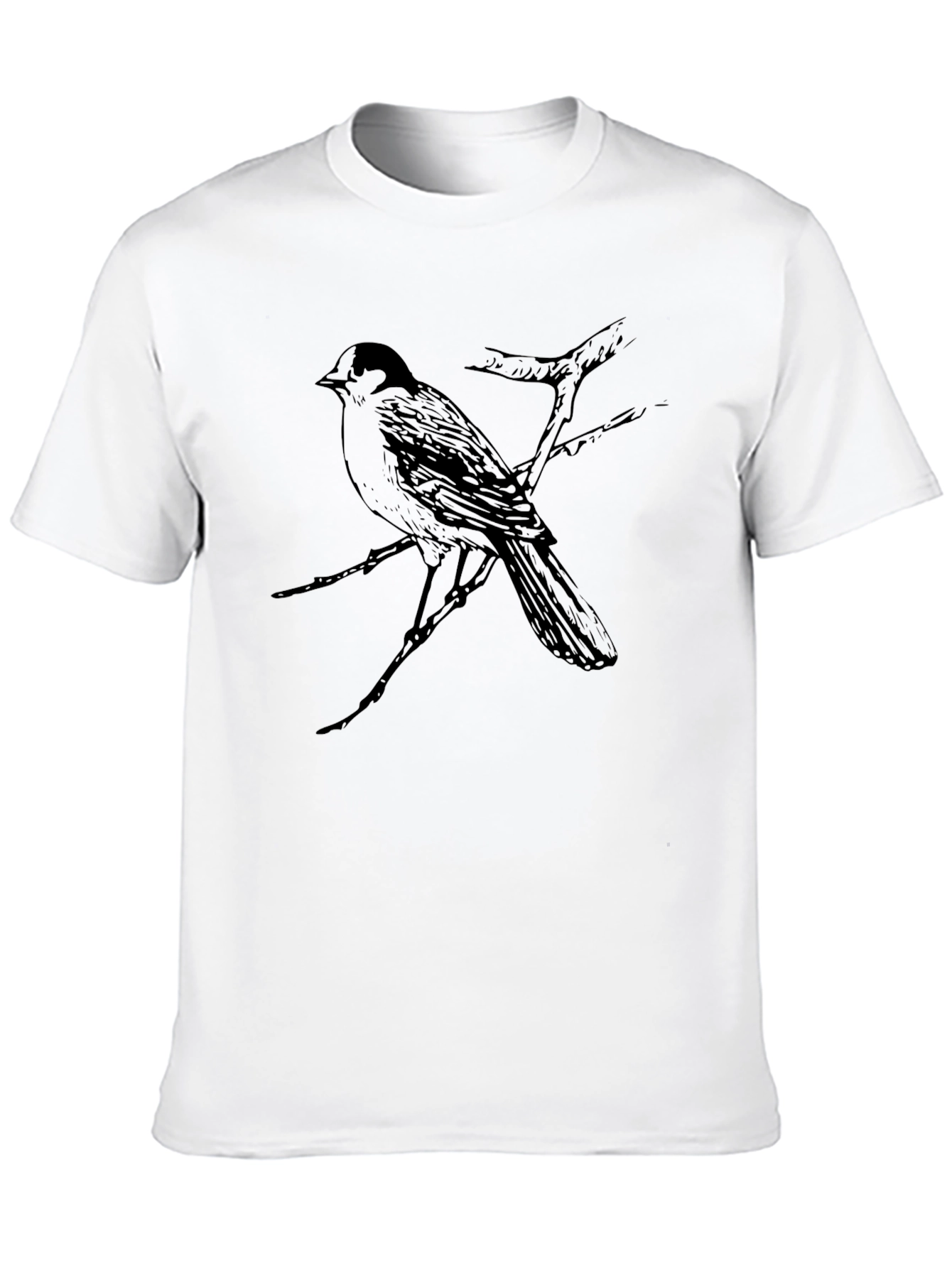 Black Bird on Branch Graphic Tee - Black Casual T-Shirt view 10