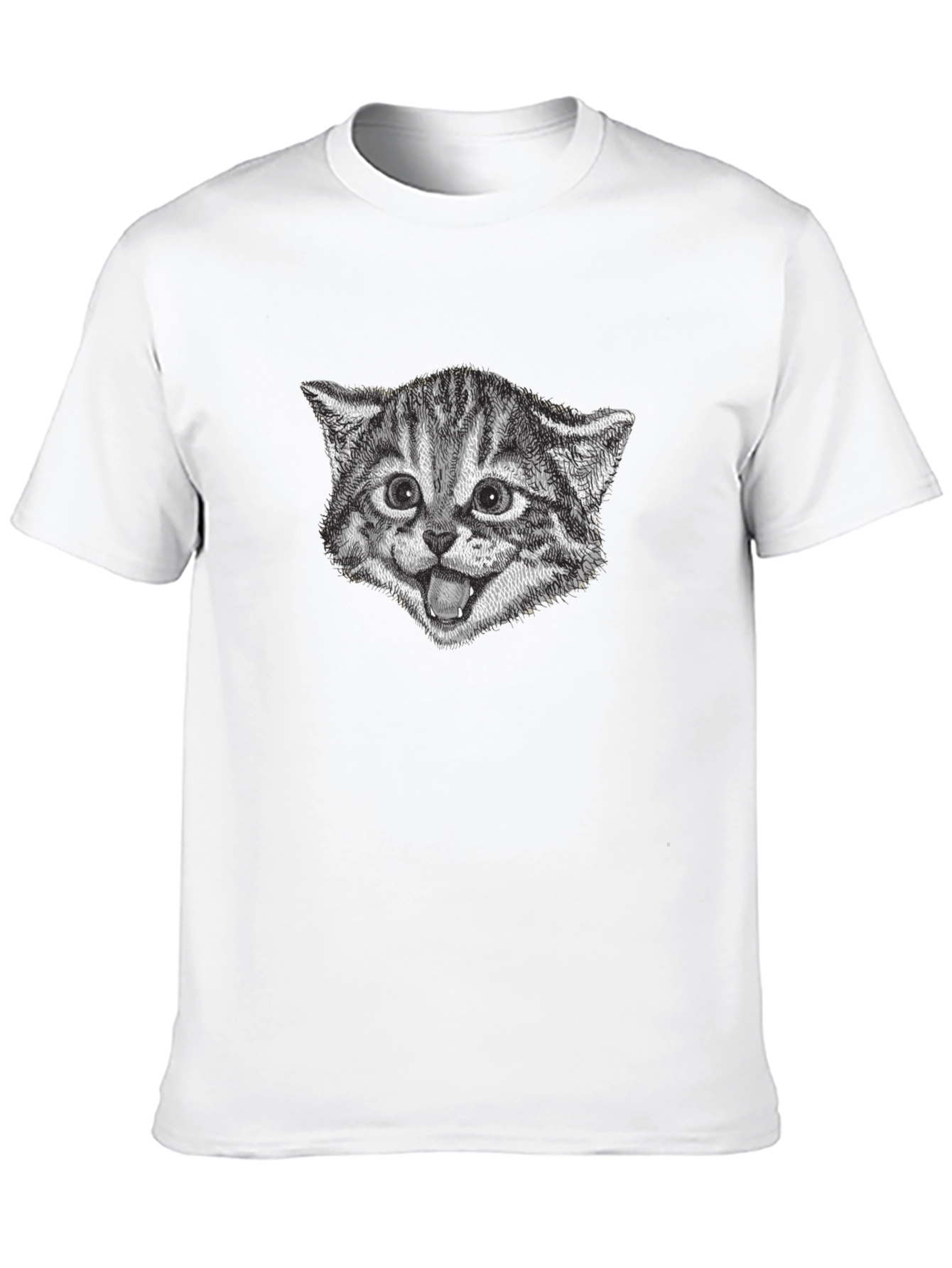 Black Whimsical Cat Face Graphic Tee - Black Cotton view 10