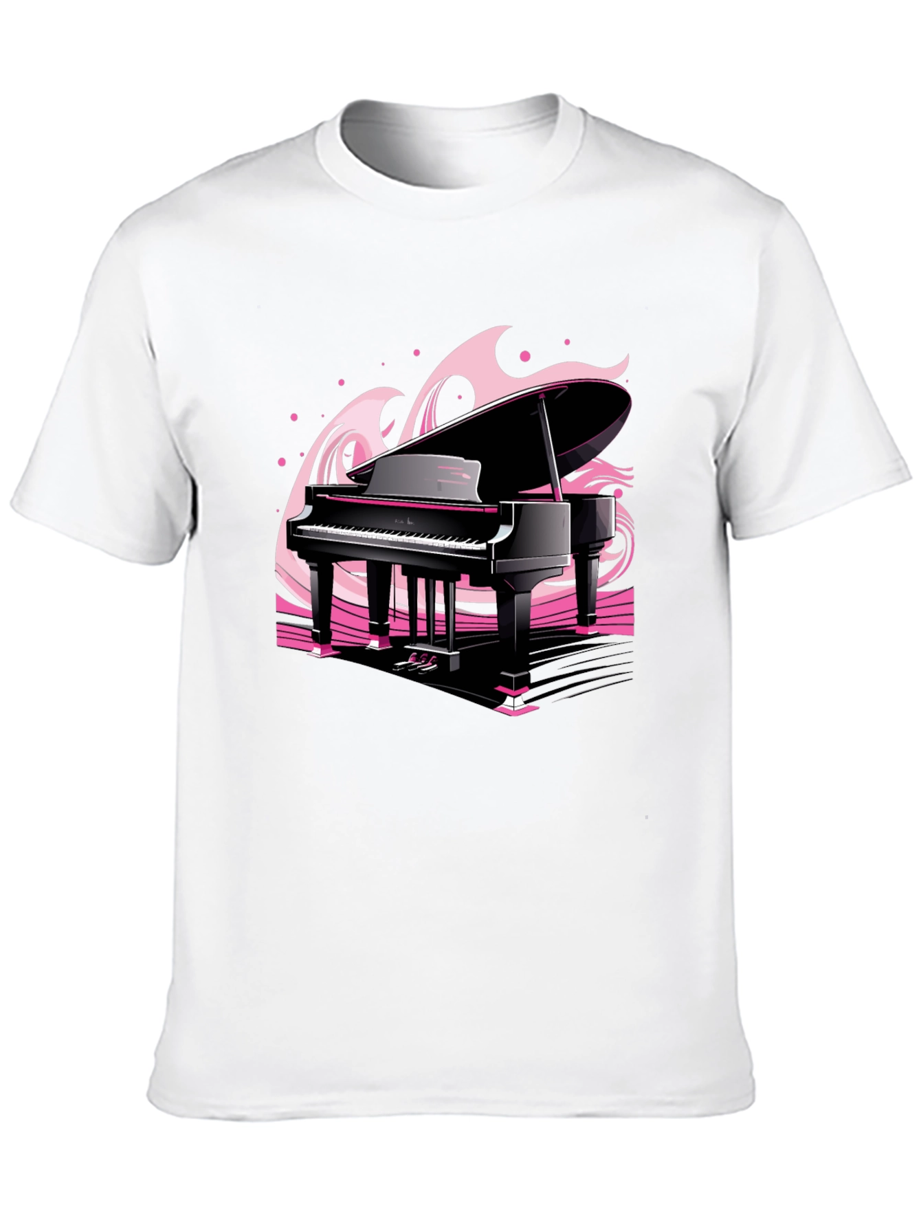 Black Piano Waves Graphic Tee - Musical Black T-Shirt view 10
